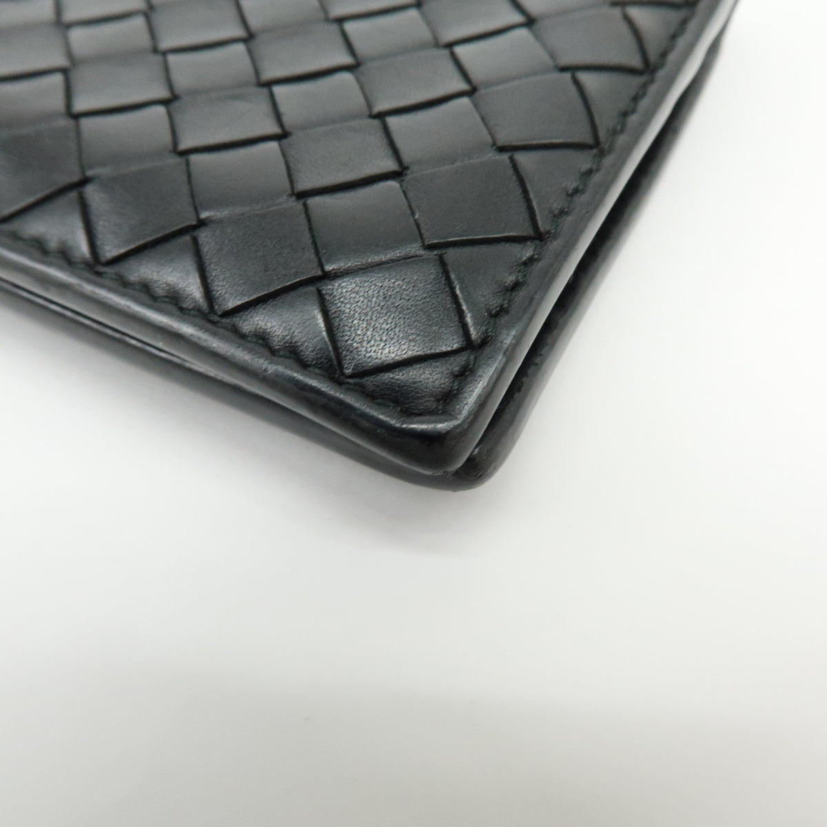 Bottega Veneta Intrecciato Leather Bi-fold Comact Wallet Black 193642