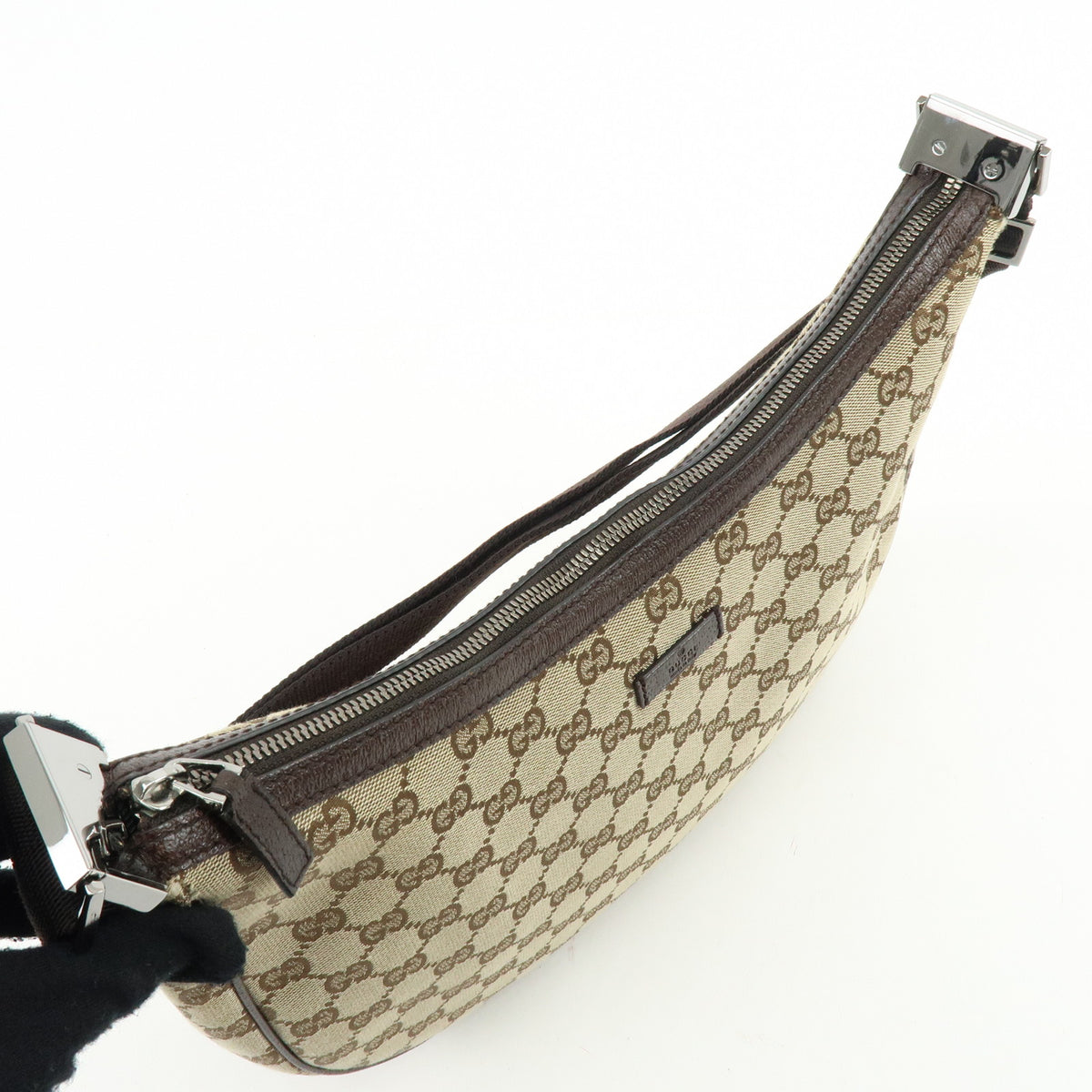 GUCCI GG Canvas Leather Shoulder Bag Hand Bag Brown Beige