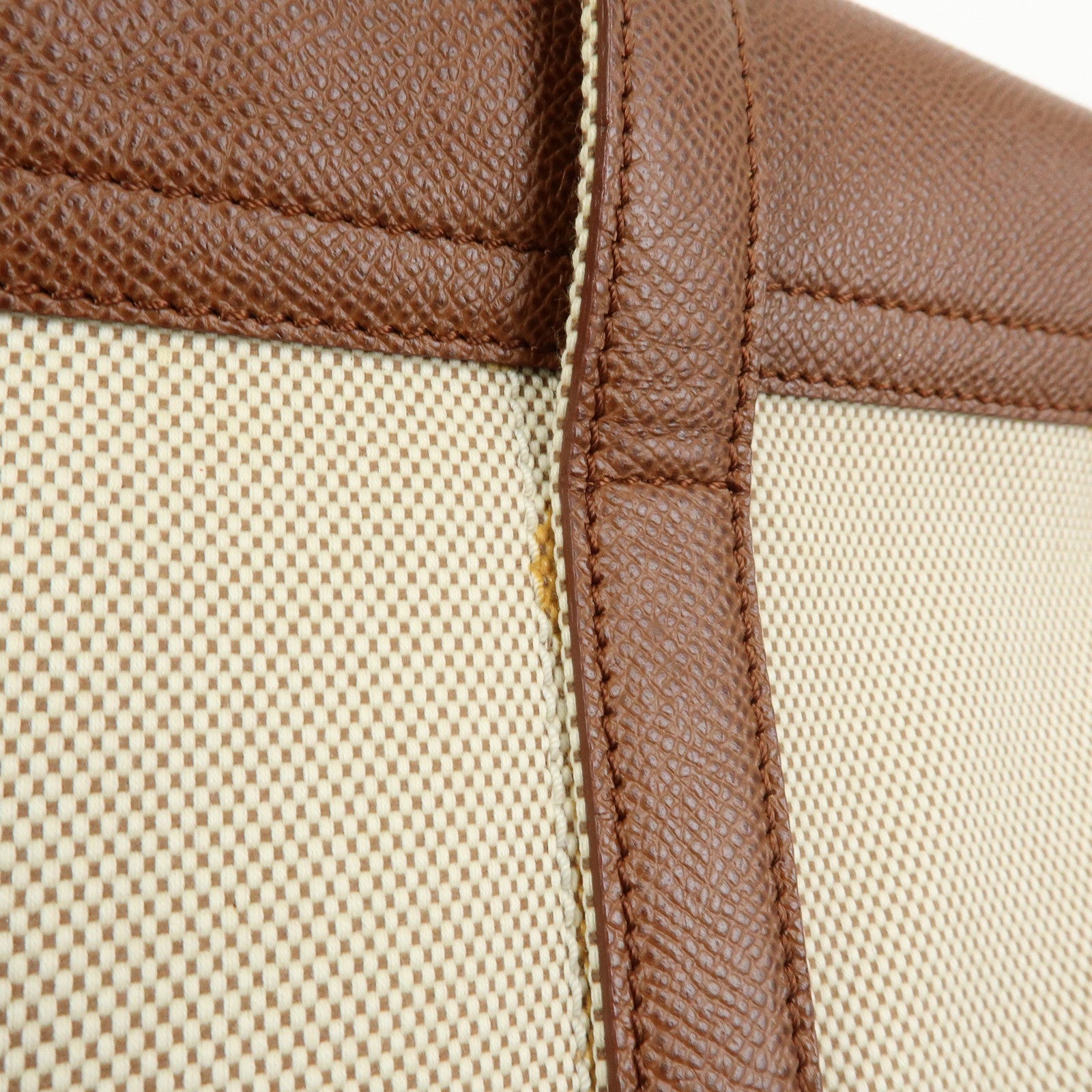 BVLGARI Canvas Leather Flap Shoulder Hand Bag Beige Brown