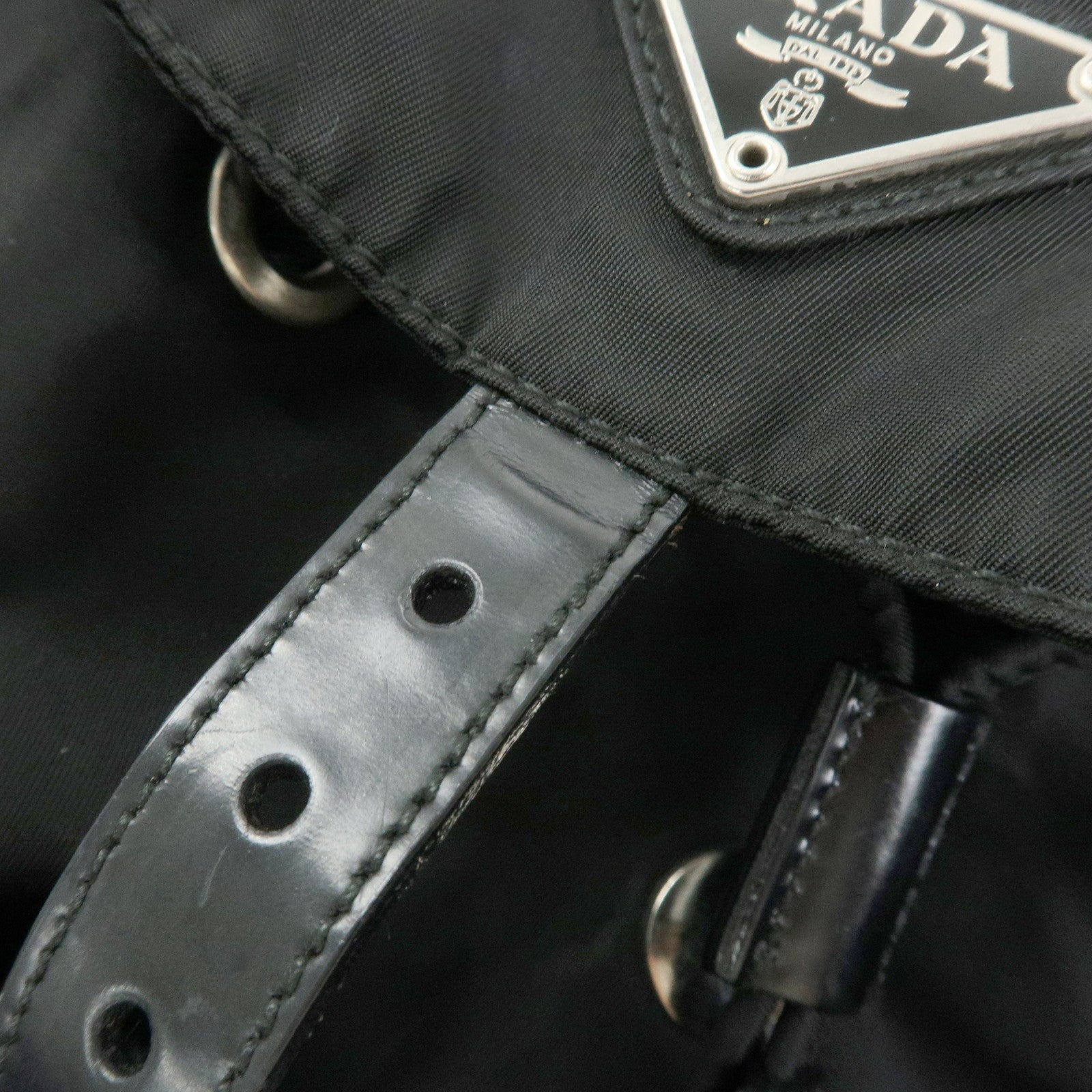PRADA Triangle Logo Nylon Backpack Rucksack Black 1BZ005