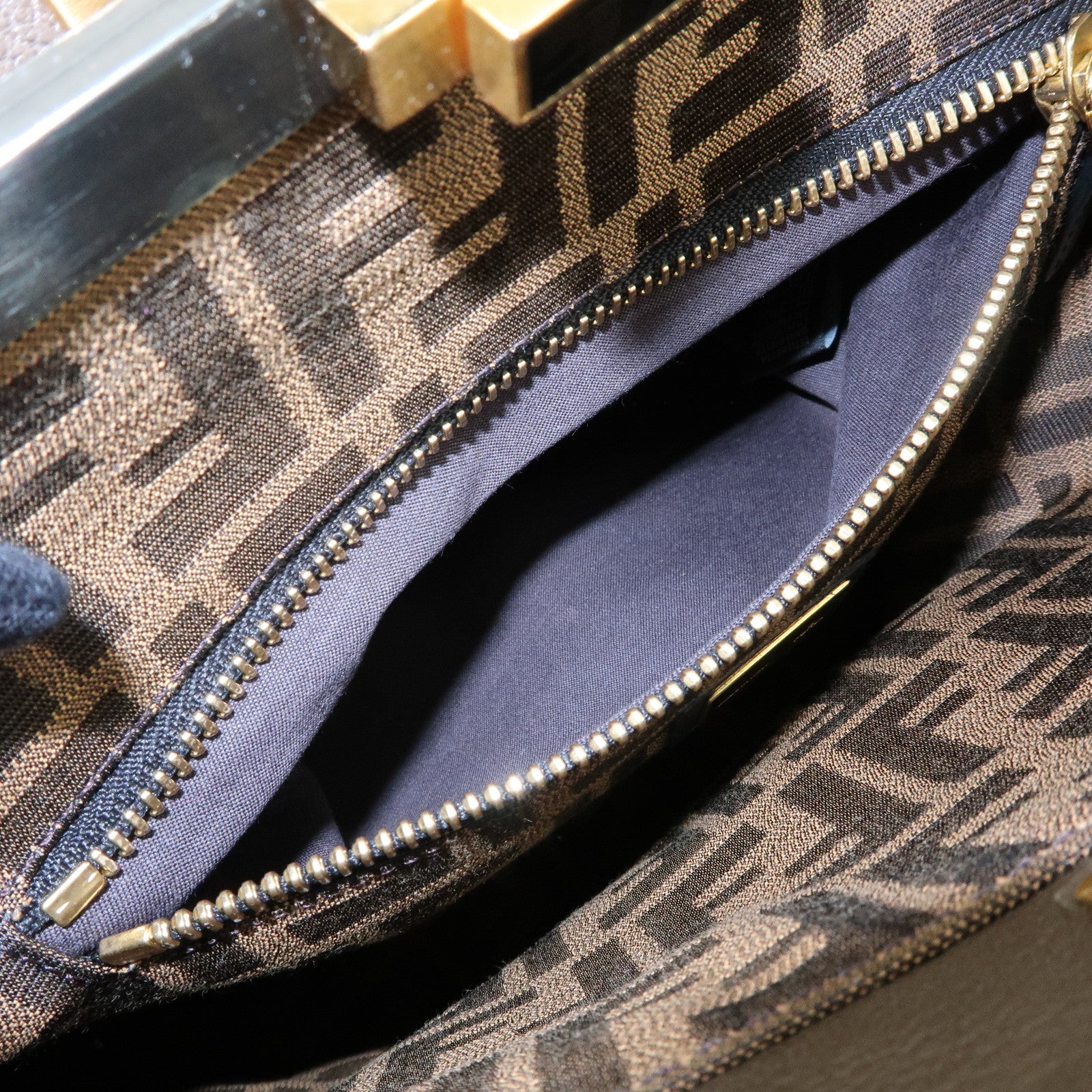 FENDI Peekaboo Large Leather 2Way Bag Shoulder Bag Brown 8BN210