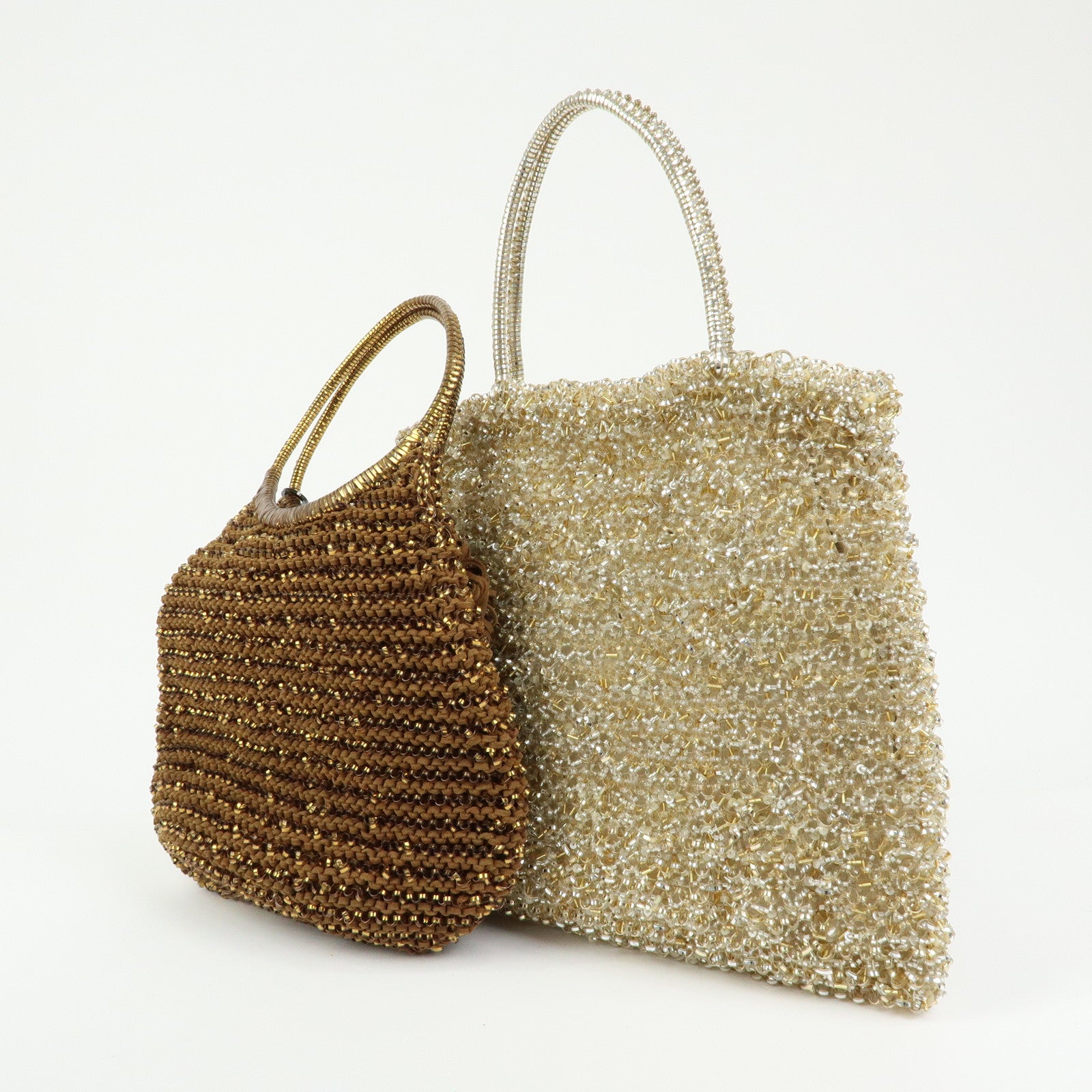 ANTEPRIMA Set of 2 PVC Wire Bag Hand Bag Tote Bag Brown Gold