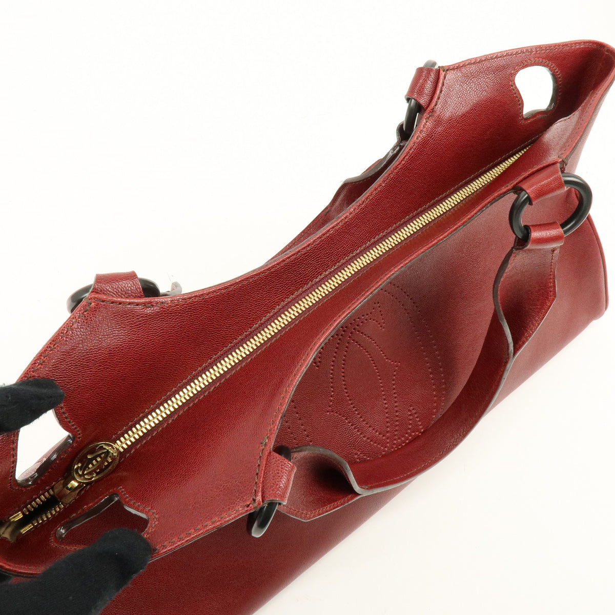 Cartier Marcello de Cartier Leather Tote Bag Hand Bag Bordeaux
