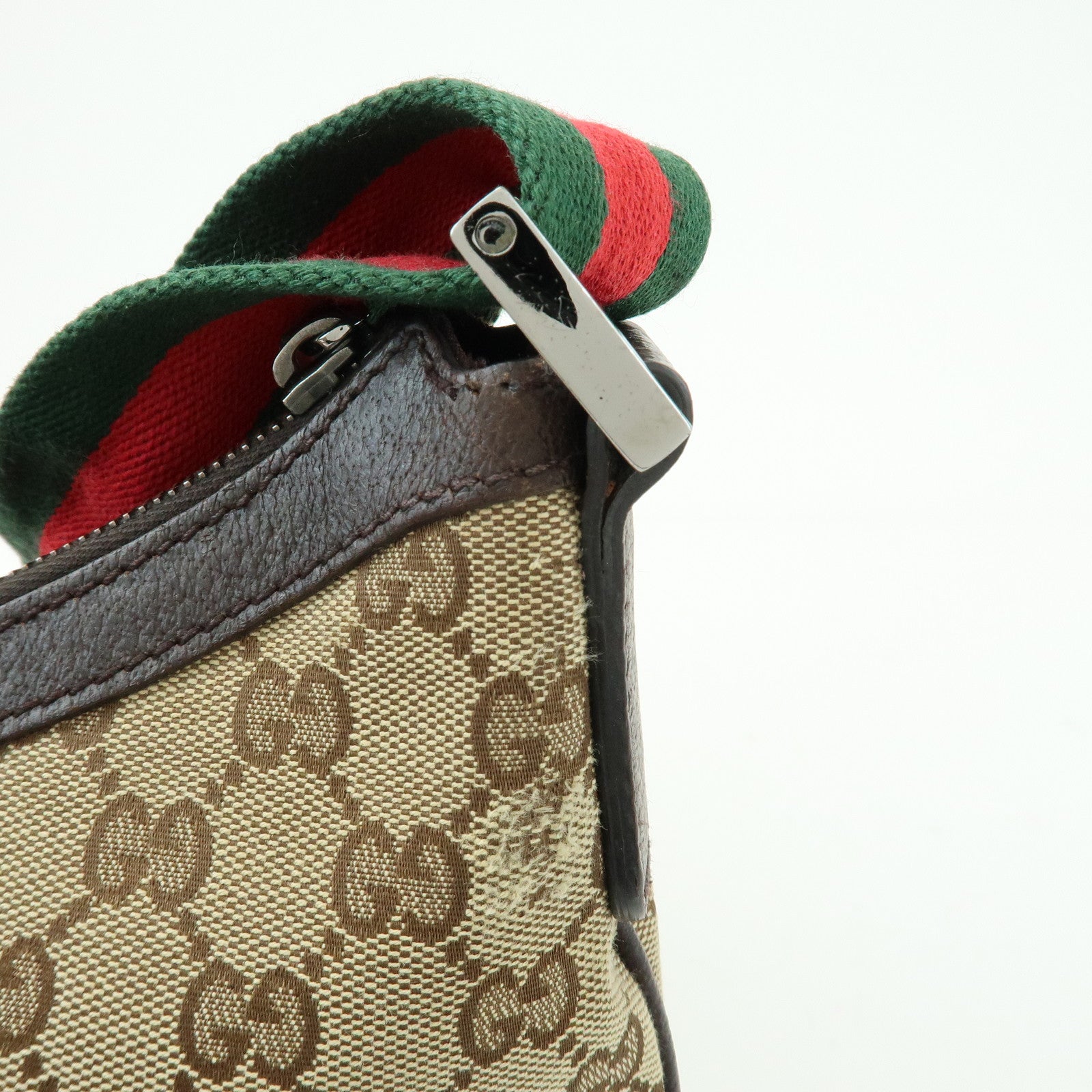 GUCCI Sherry GG Canvas Leather Shoulder Bag Beige Brown 181092