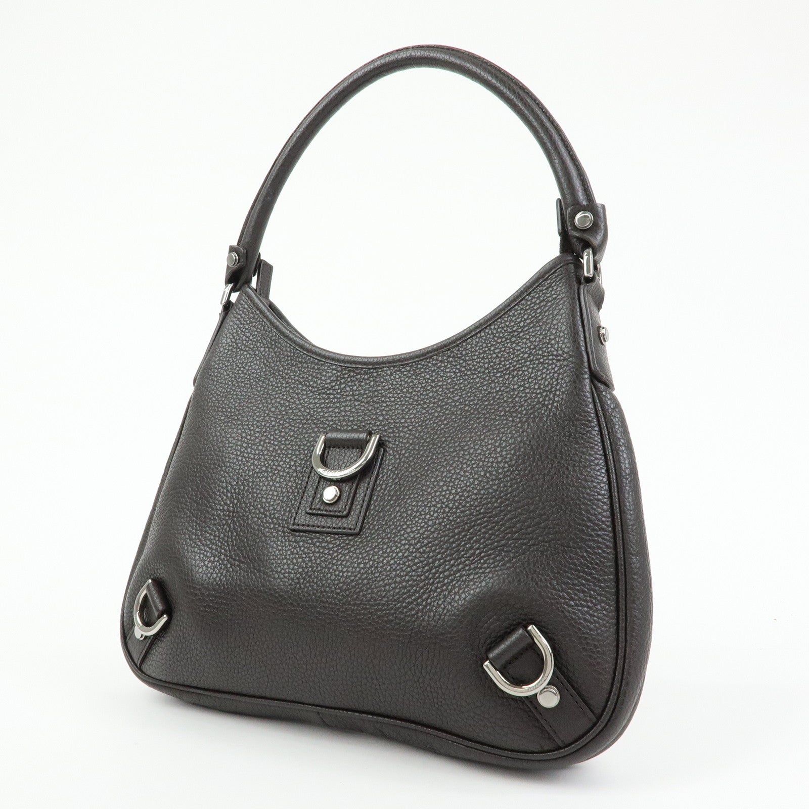 GUCCI Abbey Leather Shoulder Bag Hand Bag Black Silver 268637