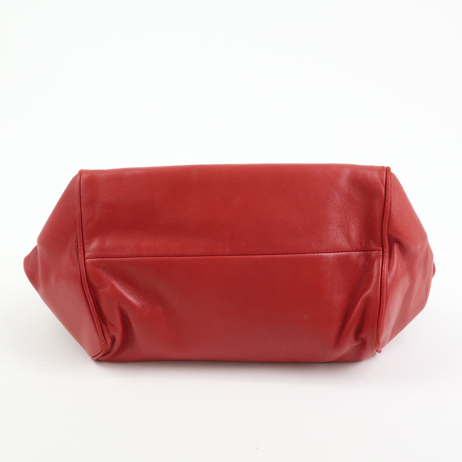 LOEWE Anagram Nappa Leather Chain Shoulder Bag Red Gold