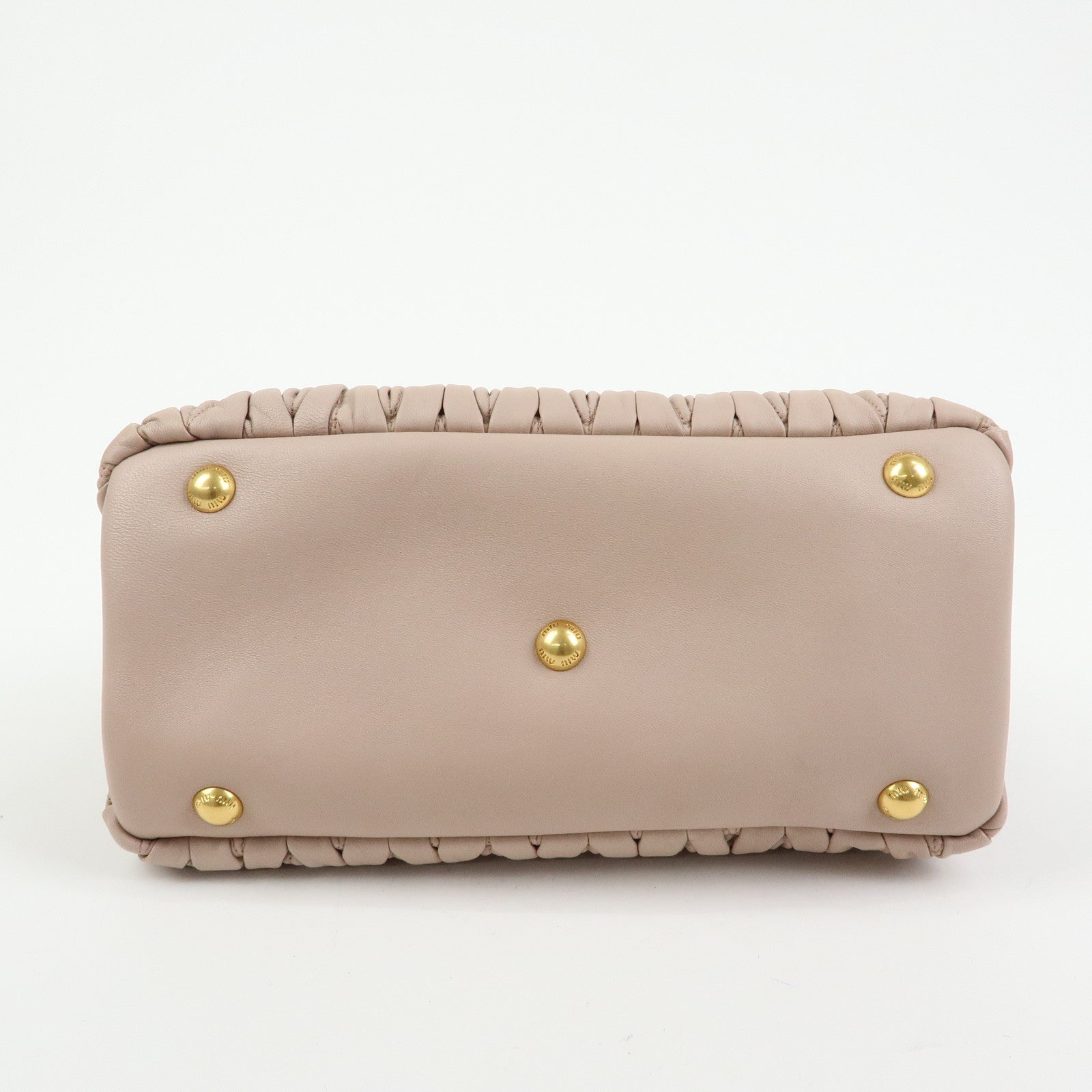 MIU MIU Matelasse Nappa Gaufre Leather 2Way Hand Bag Pink Beige RN1069