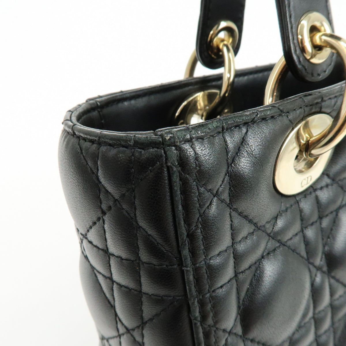 Christian Dior Lady Dior Cannage Lamb skin 2Way Hand Shoulder Bag Black