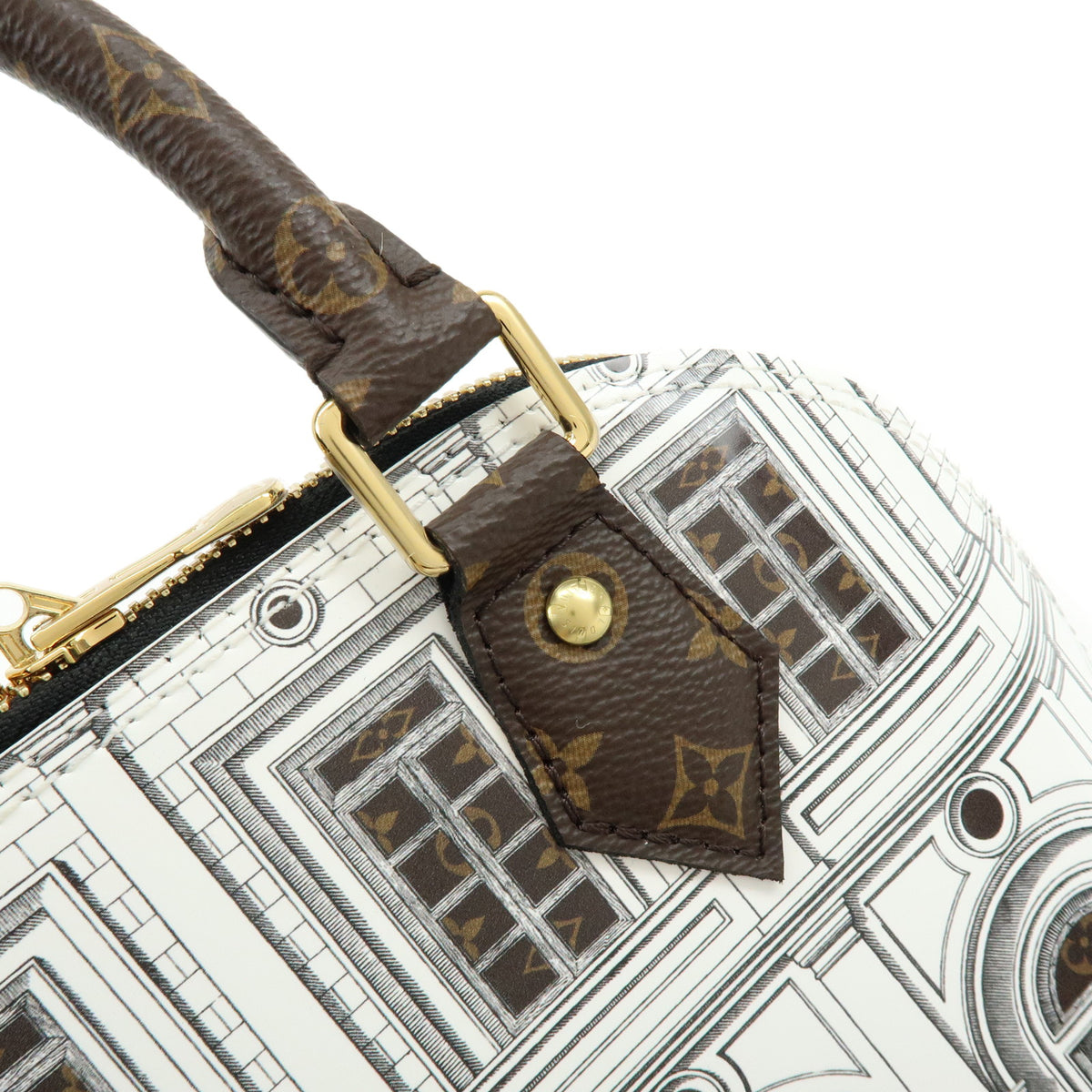 Louis Vuitton x Fornasetti Monogram Alma BB 2Way Hand Bag White M59265