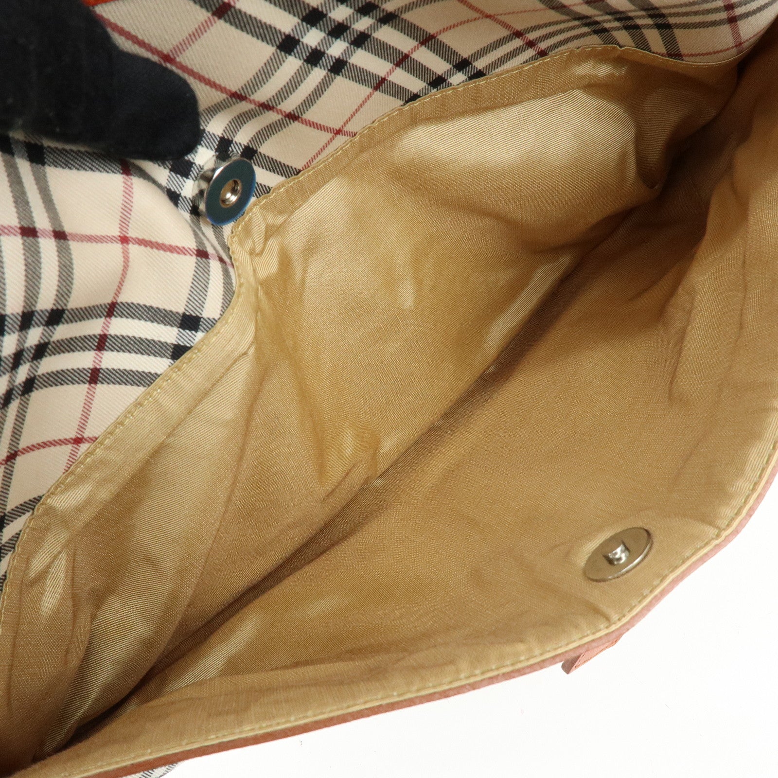 BURBERRY Nova Plaid Canvas Leather Shoulder Bag Beige