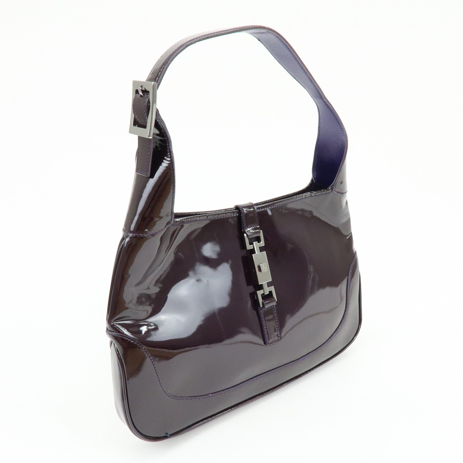 GUCCI Jackie Patent Leather Shoulder Bag Hand Bag Purple 001.3306