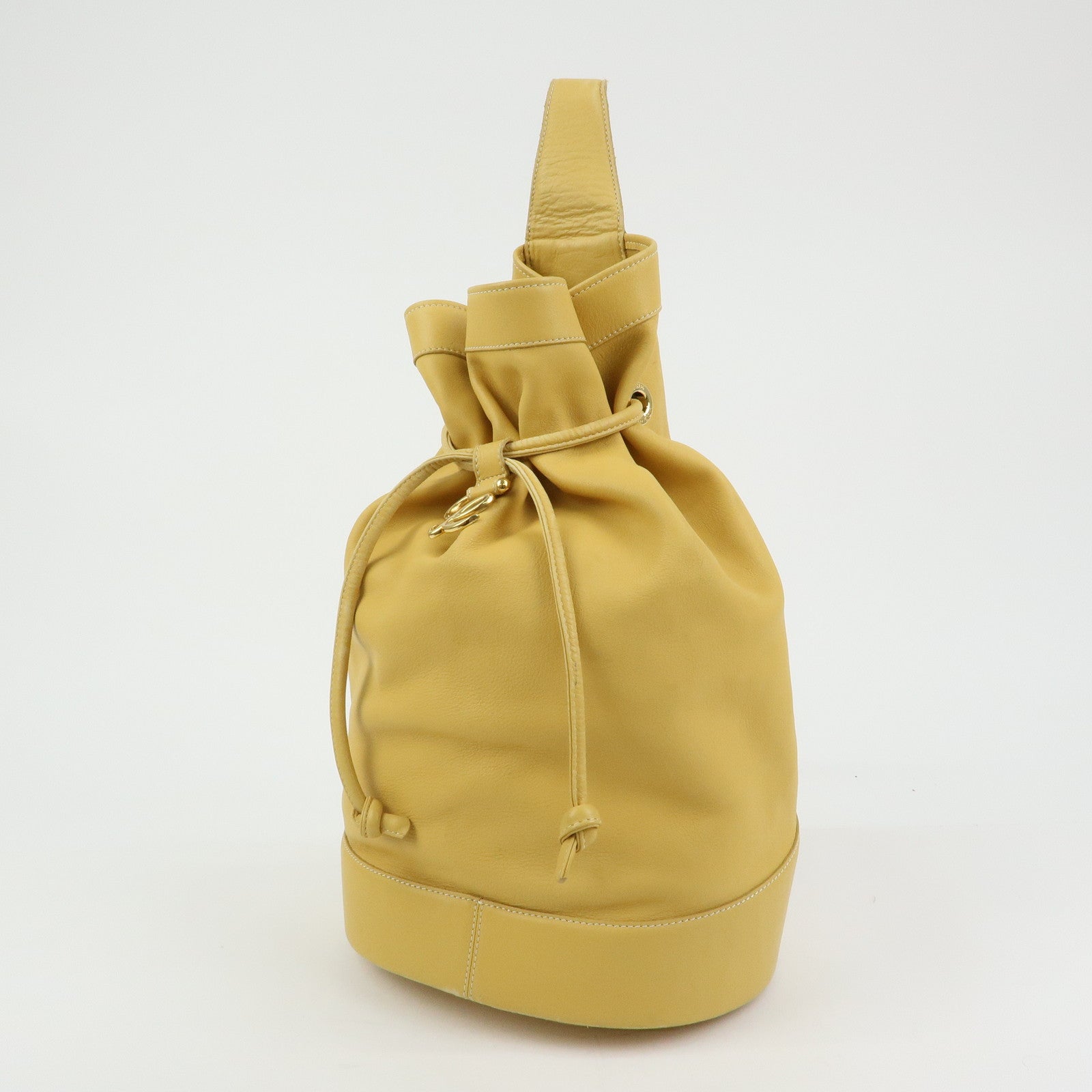 LOEWE Anton Anagram Leather Shoulder Bag Backpack Rucksack Mustard