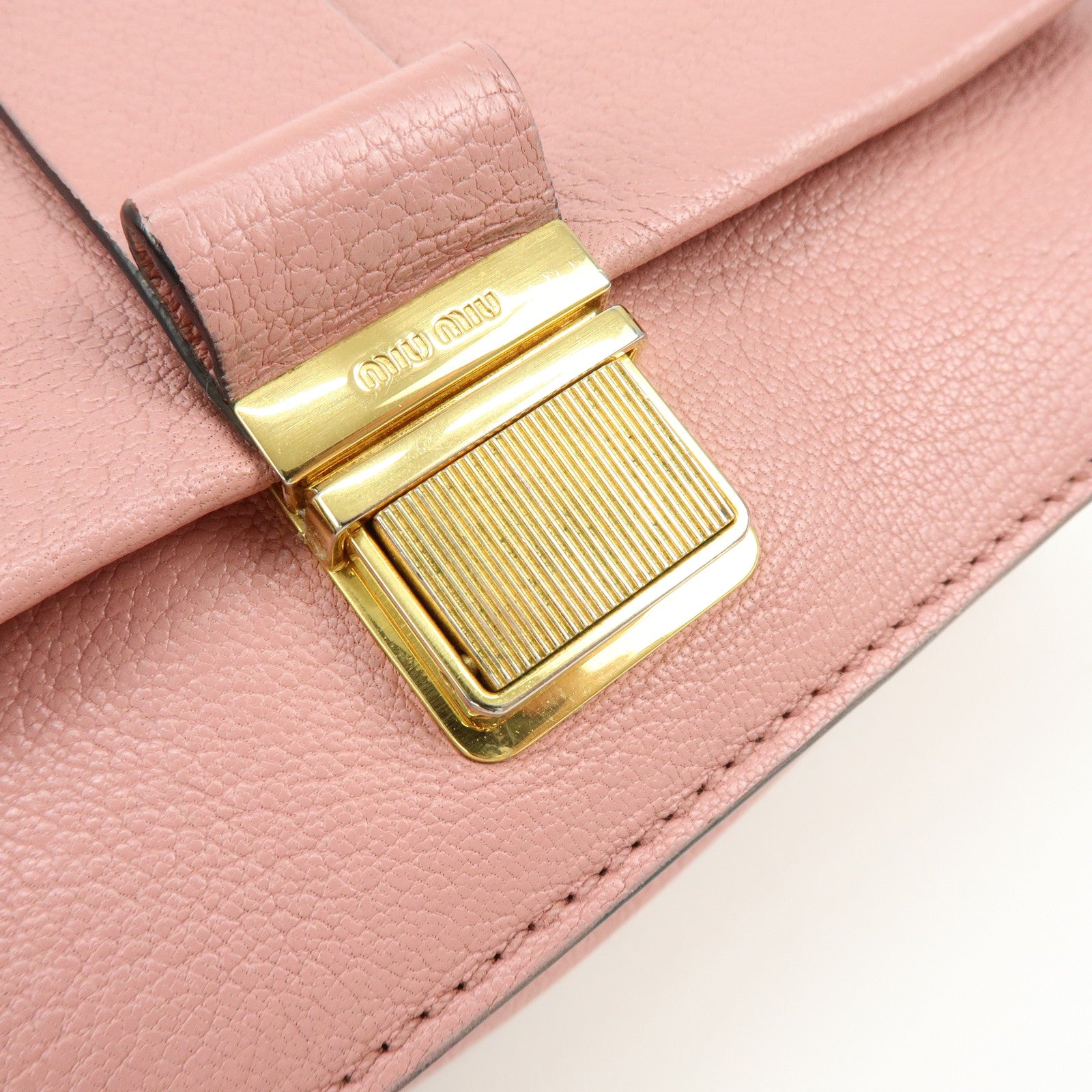 MIU MIU Madras Leather 2Way Bag Hand Bag Shoulder Bag Pink 5BH609