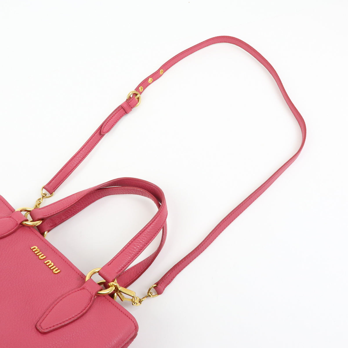 MIU MIU Vitello Caribu Leather 2Way Shoulder Bag Pink RN0757