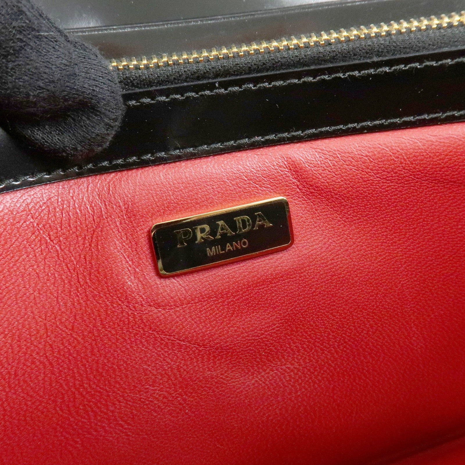 Prada Patent Leather Chain Long Wallet Shoulder Bag Black BT0920