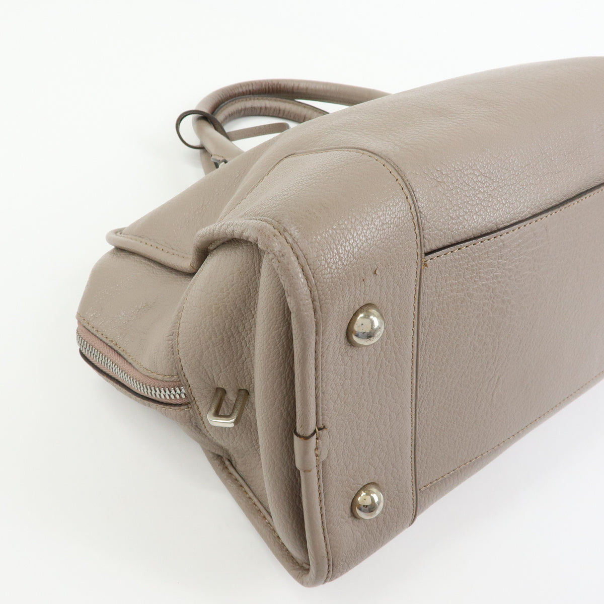 LOEWE Anagram Amazona 36 Leather Hand Bag Boston Bag Greige