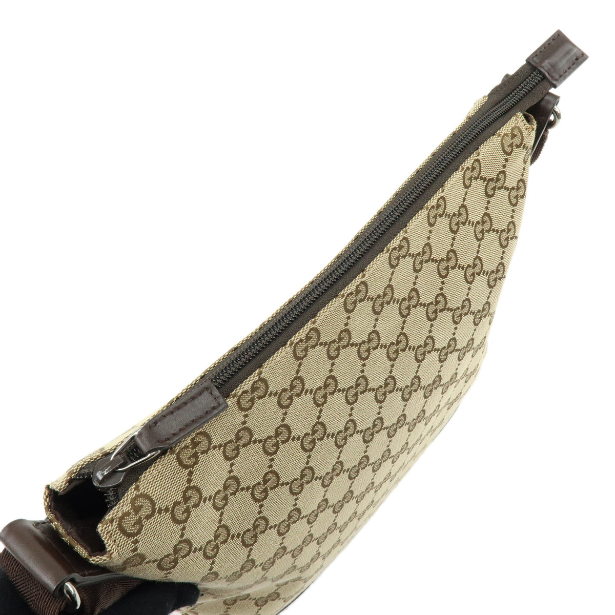 GUCCI GG Canvas Leather Shoulder Bag Crossbody Bag Brown 145857