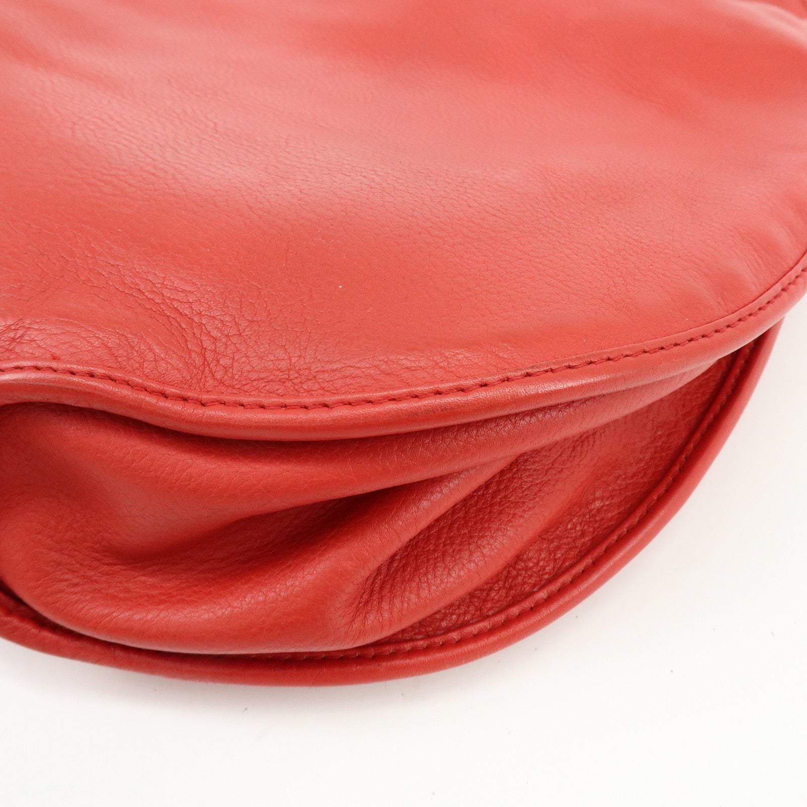 Christian Dior Leather Shoulder Bag Hand Bag D-charm Red