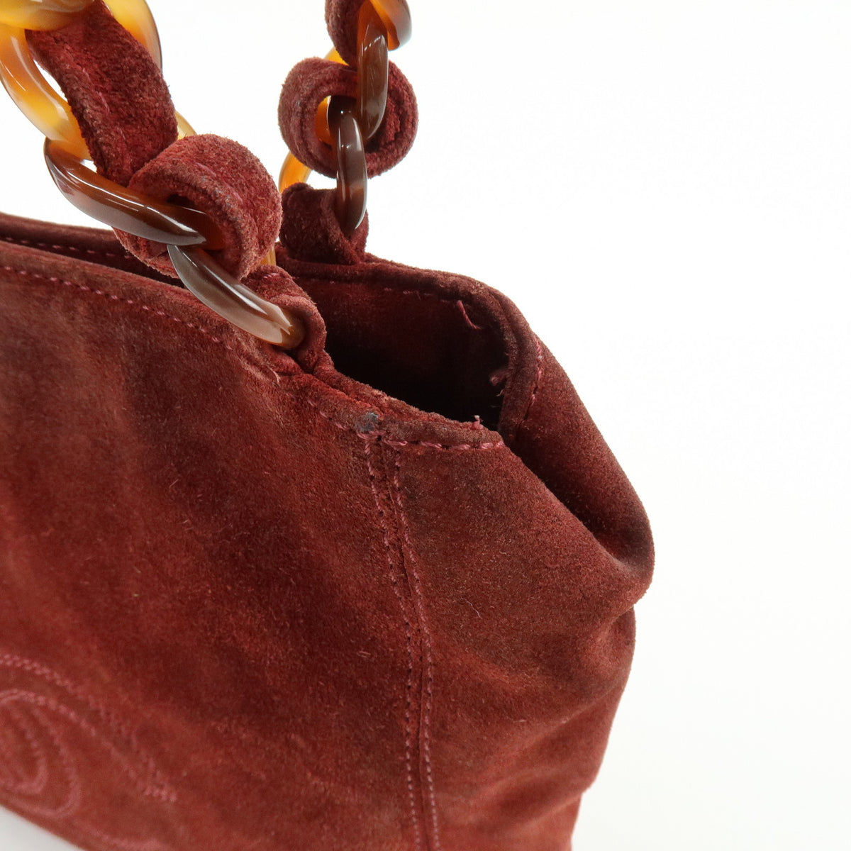 CHANEL COCO Mark Suede Leather Hand Bag Tote Bag Bordeaux