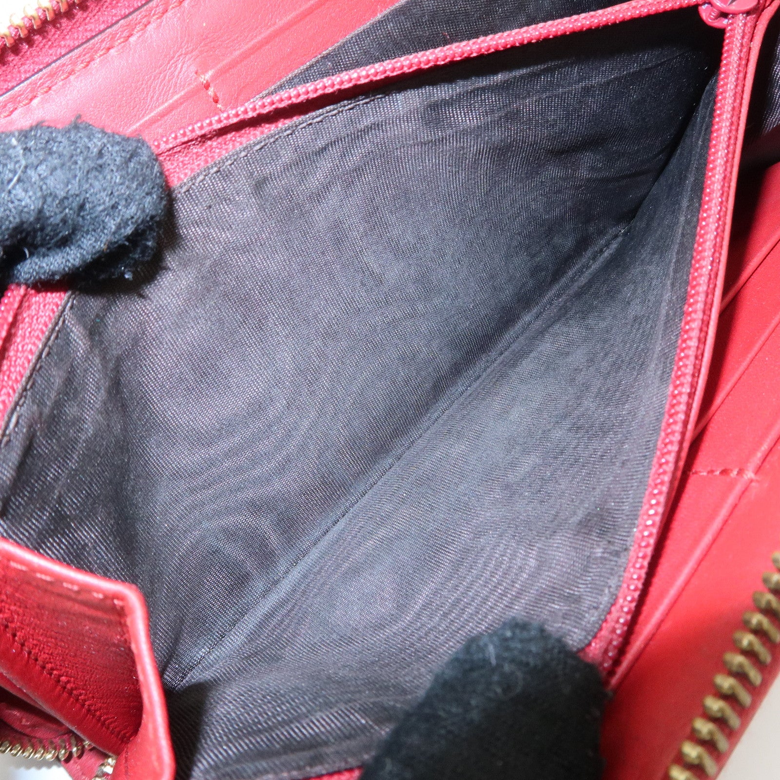 GUCCI Bamboo Leather Round Zippy Wallet Long Wallet Red Used