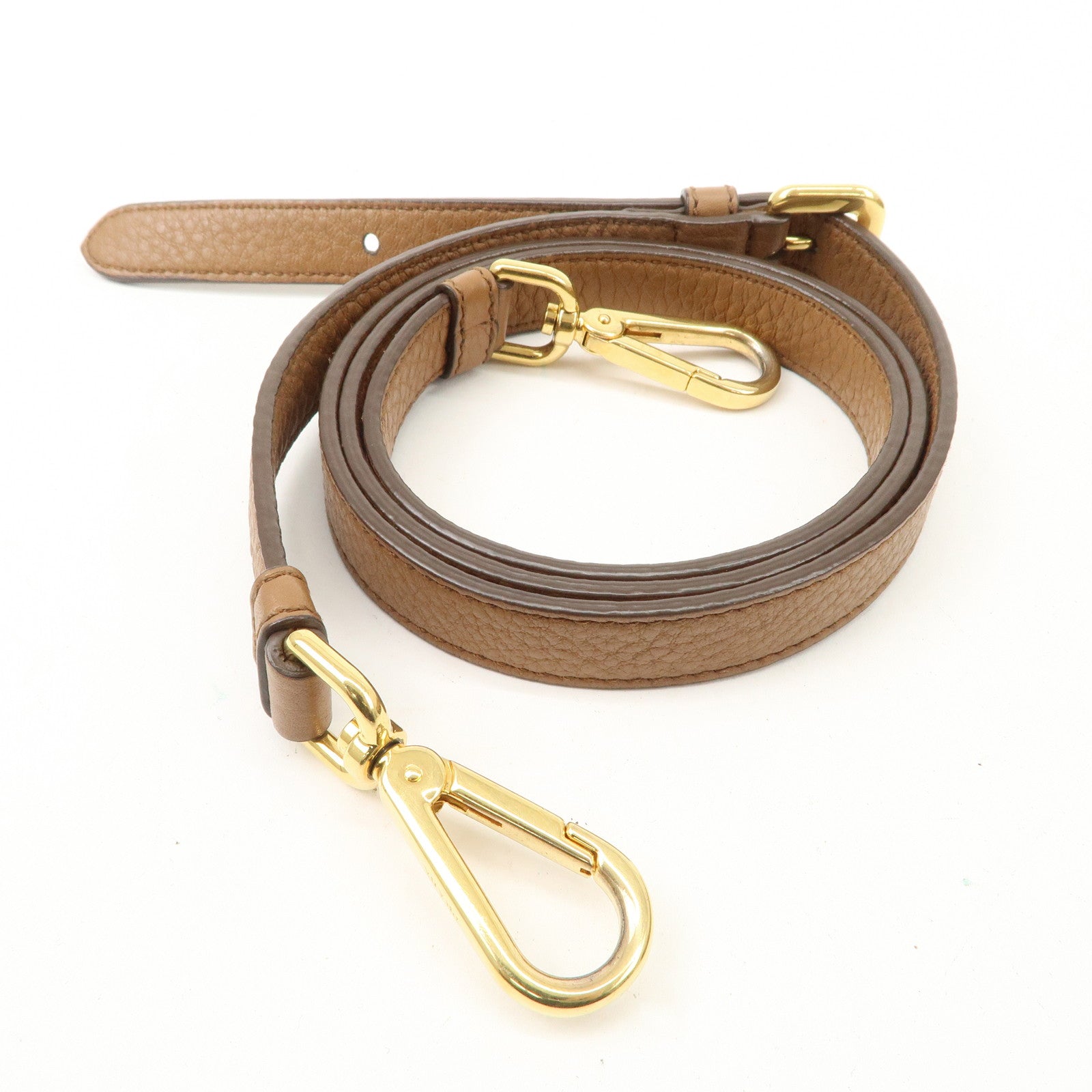 PRADA Logo Leather 2WAY Tote Bag Hand Bag Brown Gold Hardware Used