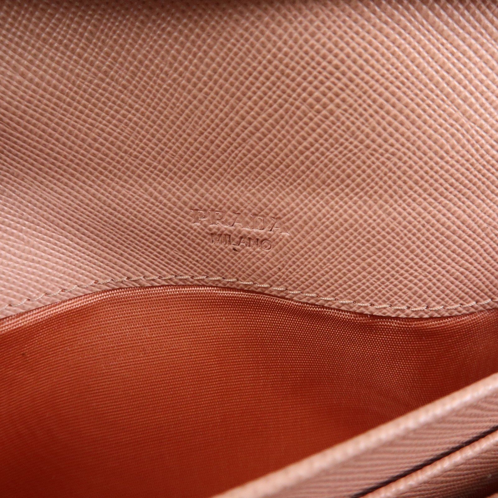 PRADA Logo Ribbon Saffiano Leather Long Wallet Pink 1M1132