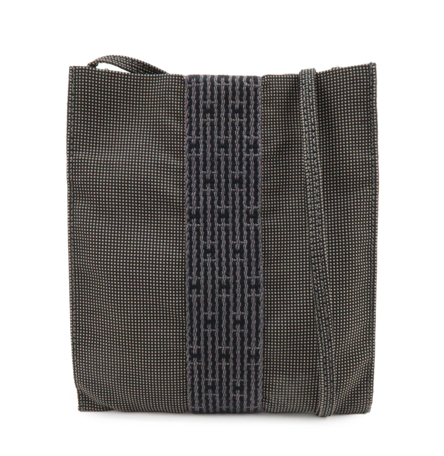 HERMES Herline Canvas Shoulder Bag Crossbody Bag Grey