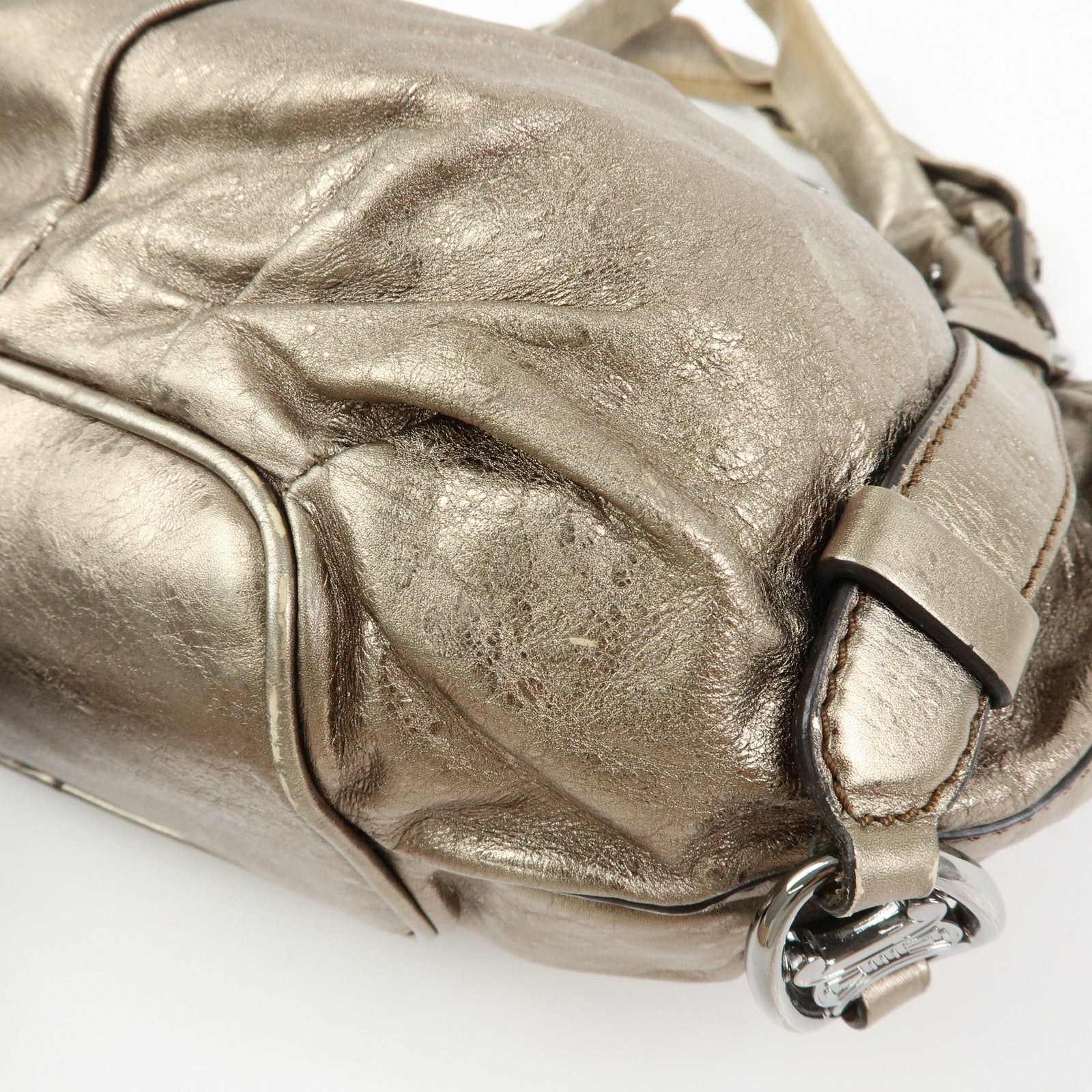 Celine Bittersweet Leather Shoulder Bag Hand Bag Hobo Bag Gold
