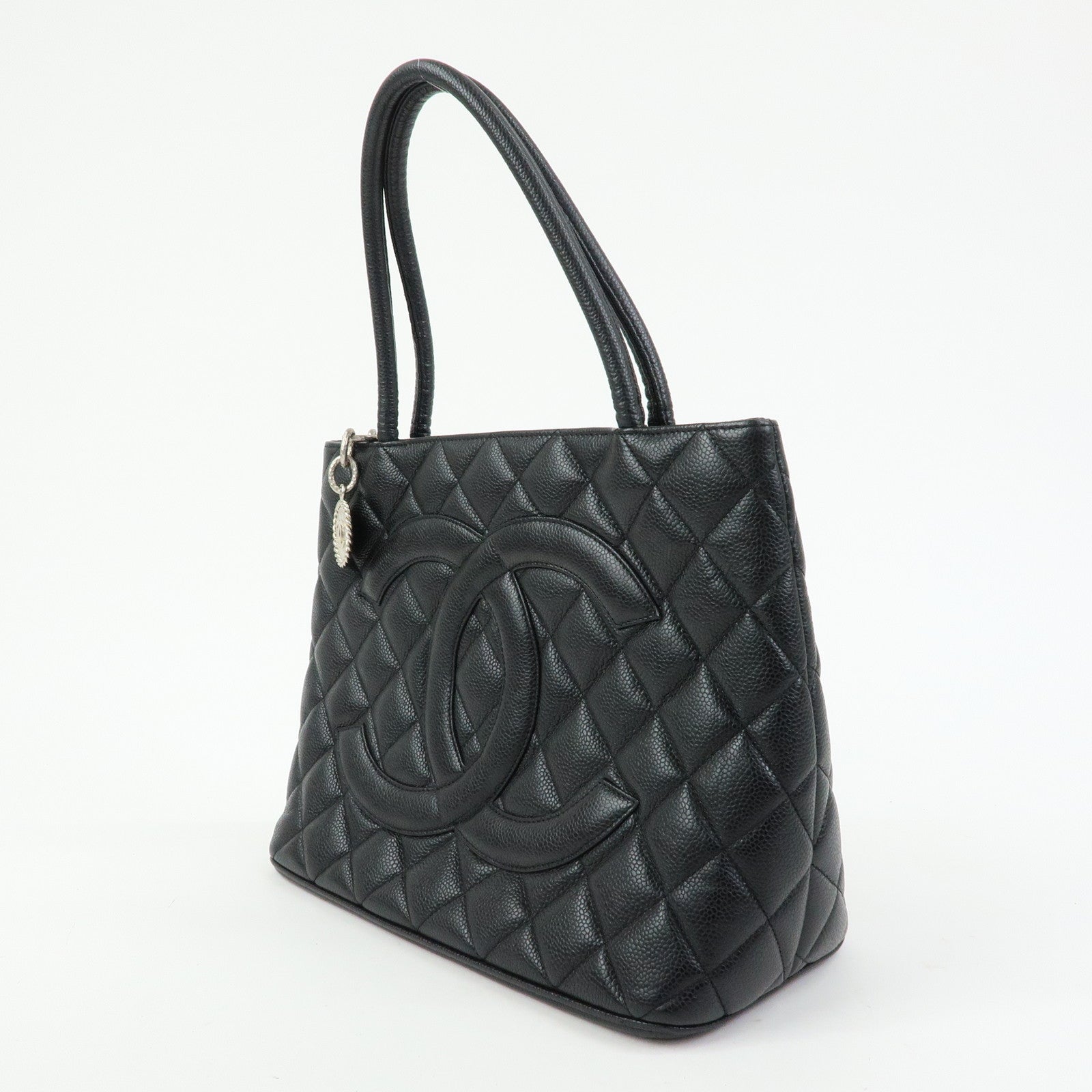 CHANEL Matelasse COCO Mark Medallion Tote Bag Hand Bag Black A01804