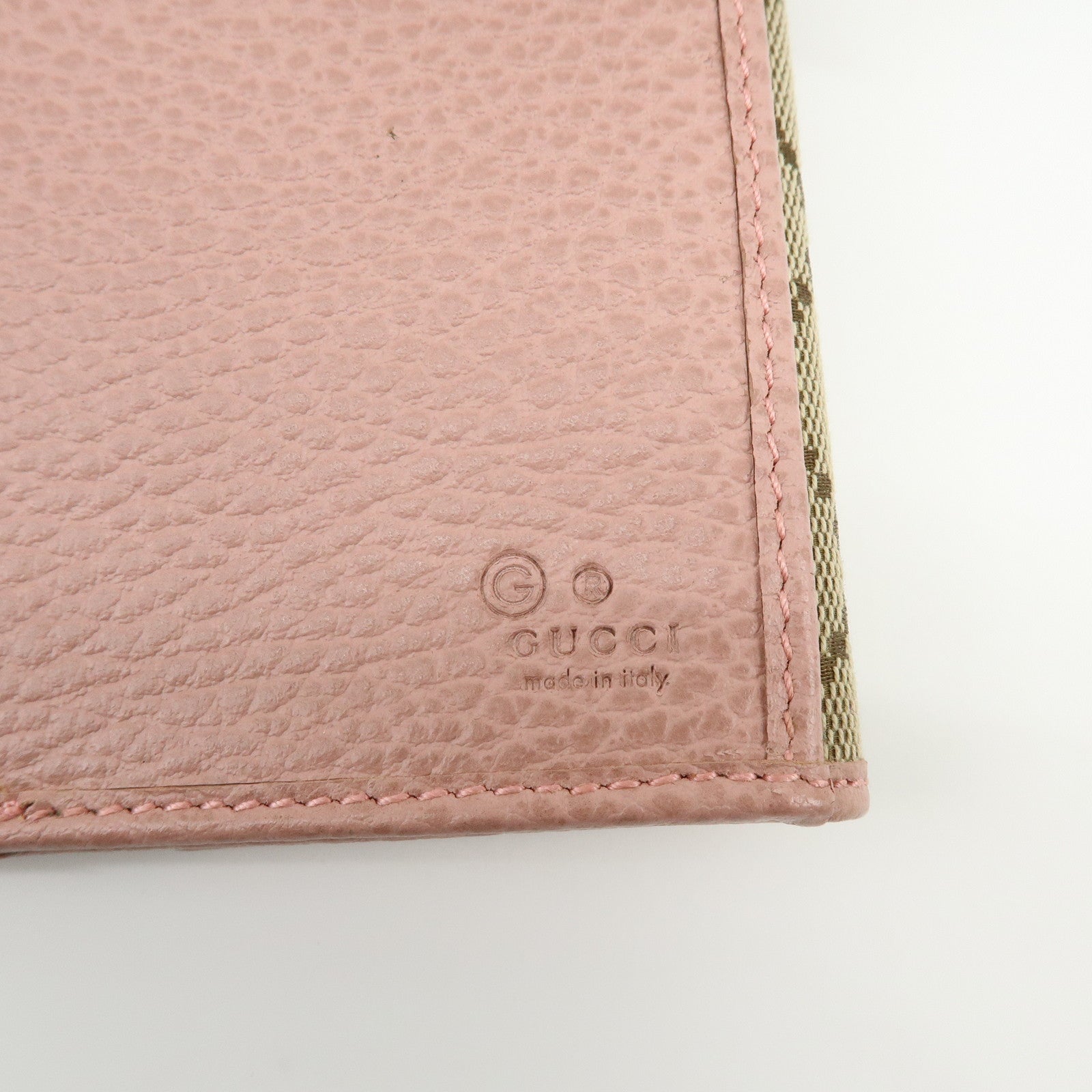 GUCCI GG Canvas Leather W Hook Bi-fold Long Wallet Beige Pink 231841