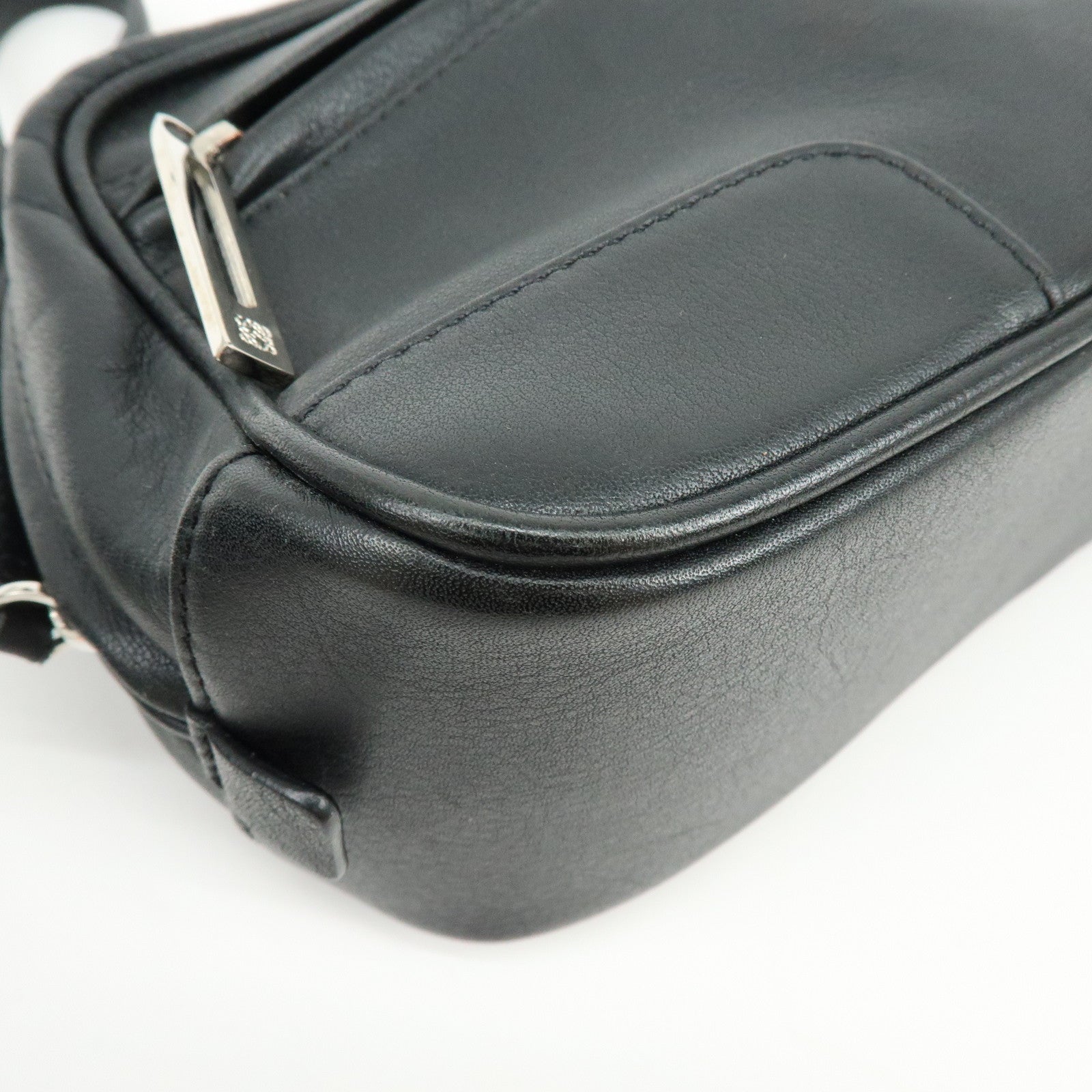 LOEWE Anagram Leather Clutch Bag Pouch Wristlet Bag Black