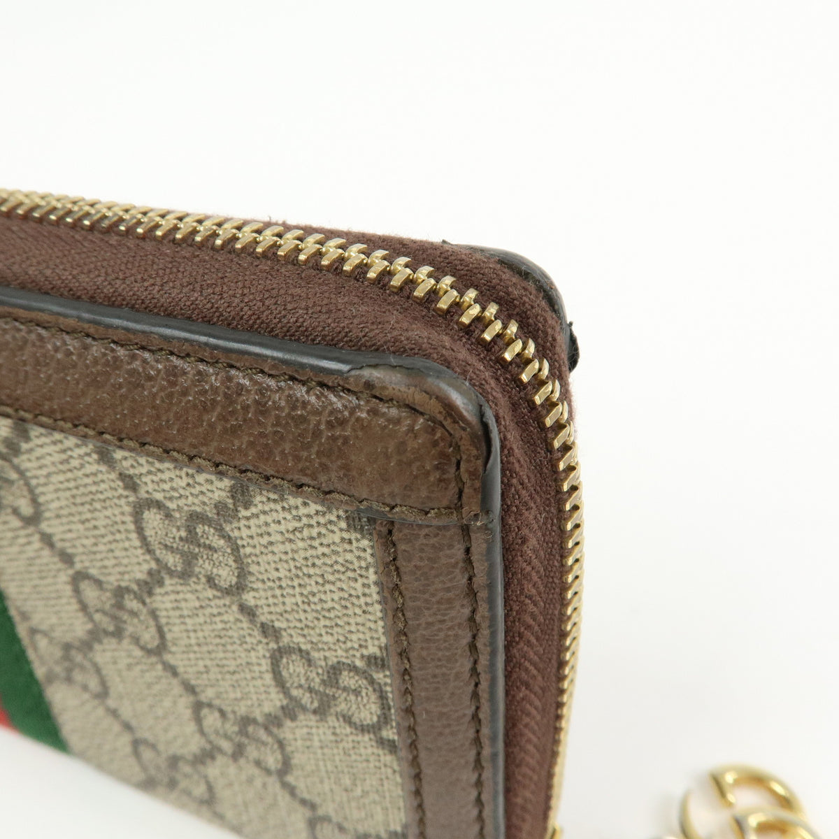 GUCCI Ophidia Sherry GG Supreme Leather Round Zippy Wallet 523154