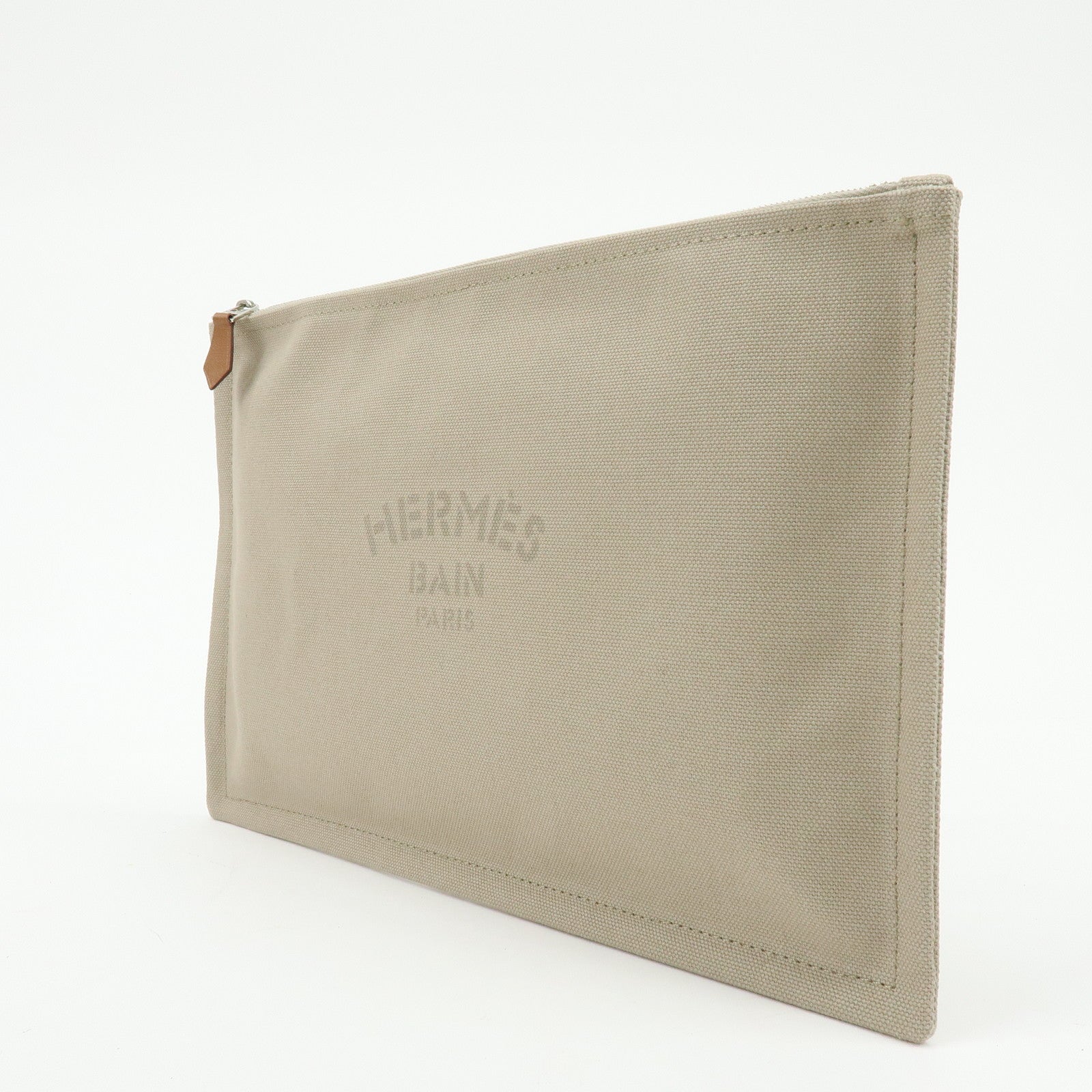 HERMES Yachting GM Canvas Flat Pouch Cosmetic Pouch Beige