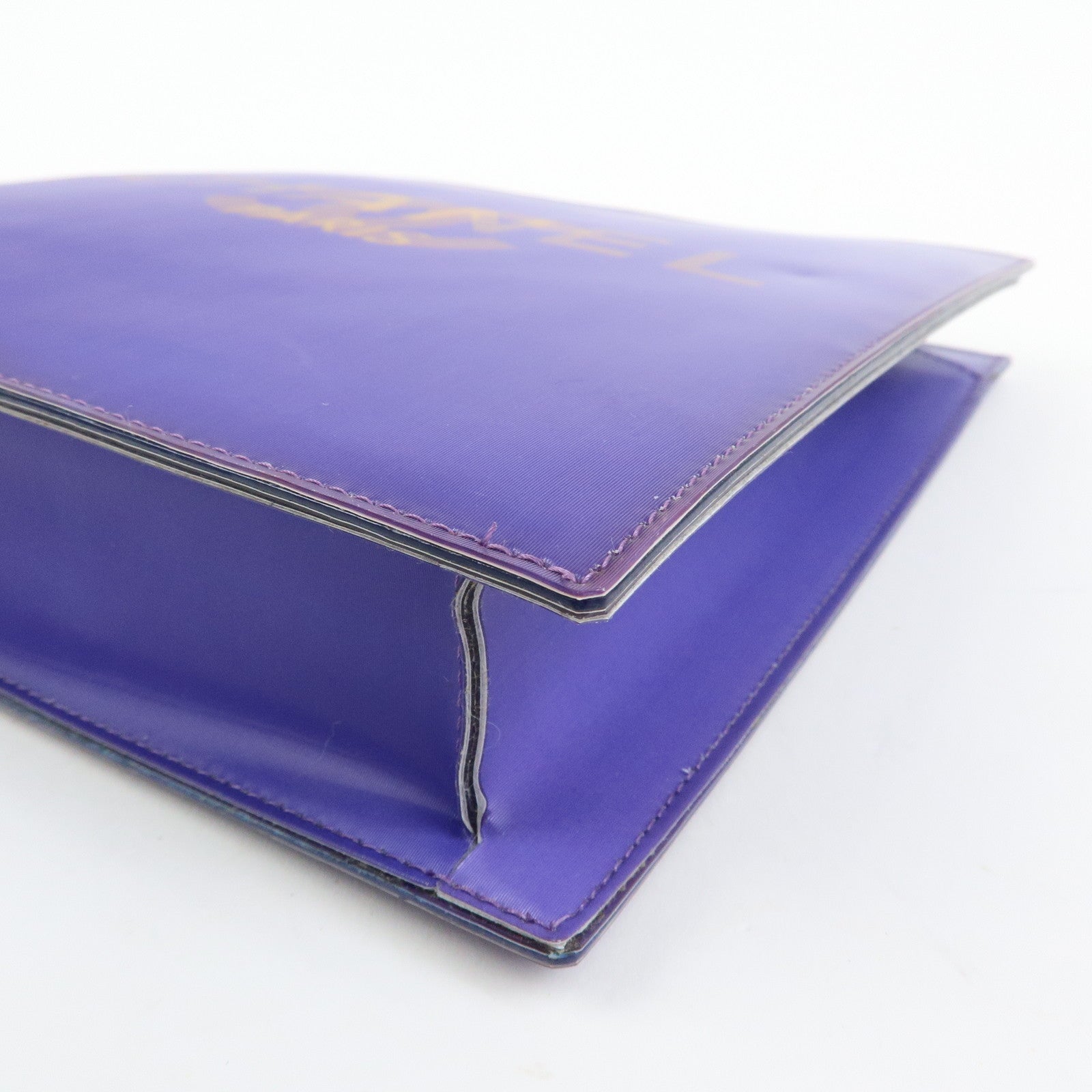 CHANEL COCO Mark Vinyl Hologram Logo Chain Shoulder Bag Purple