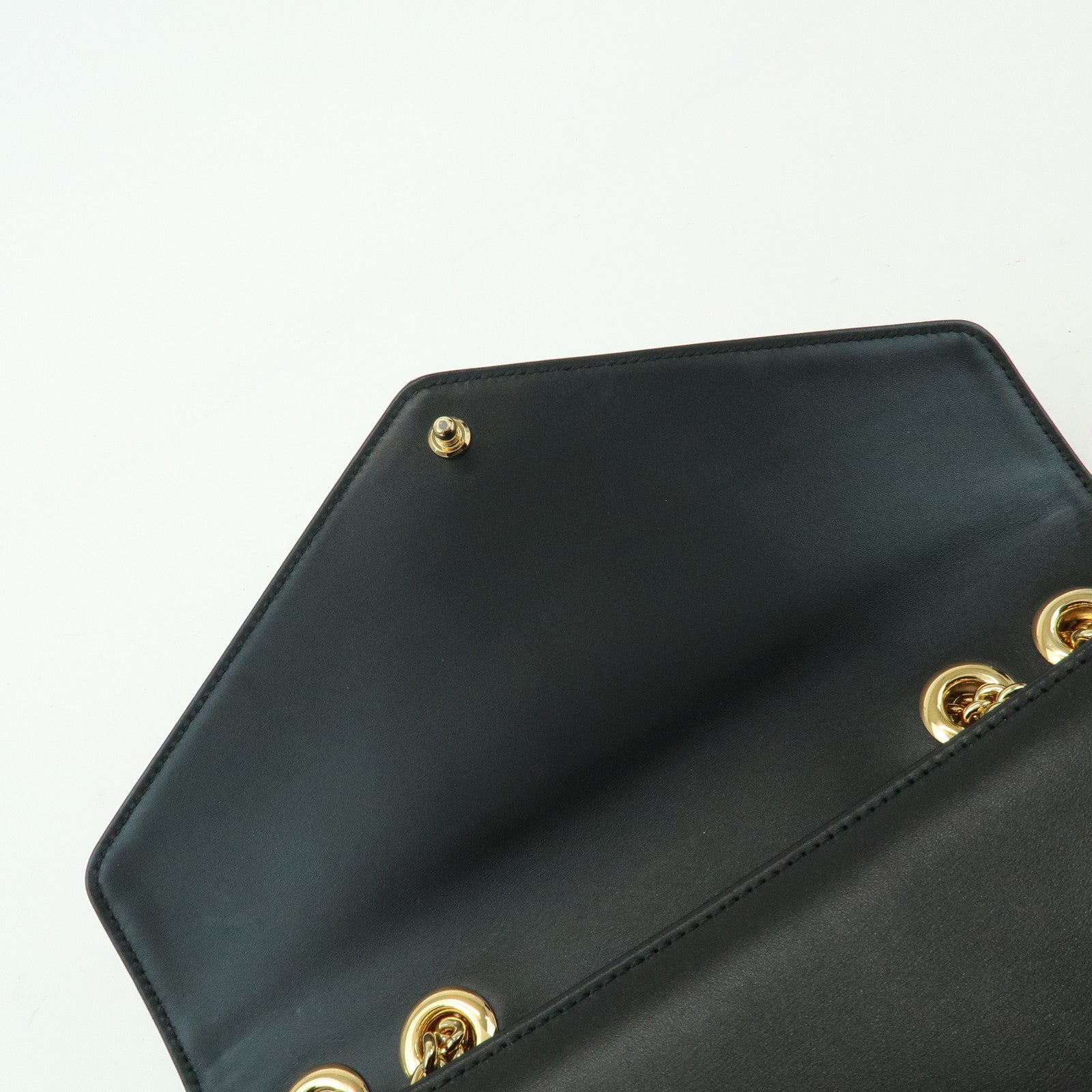 GUCCI Raja Calf Leather Rhinestone Chain Shoulder Bag Black 537241