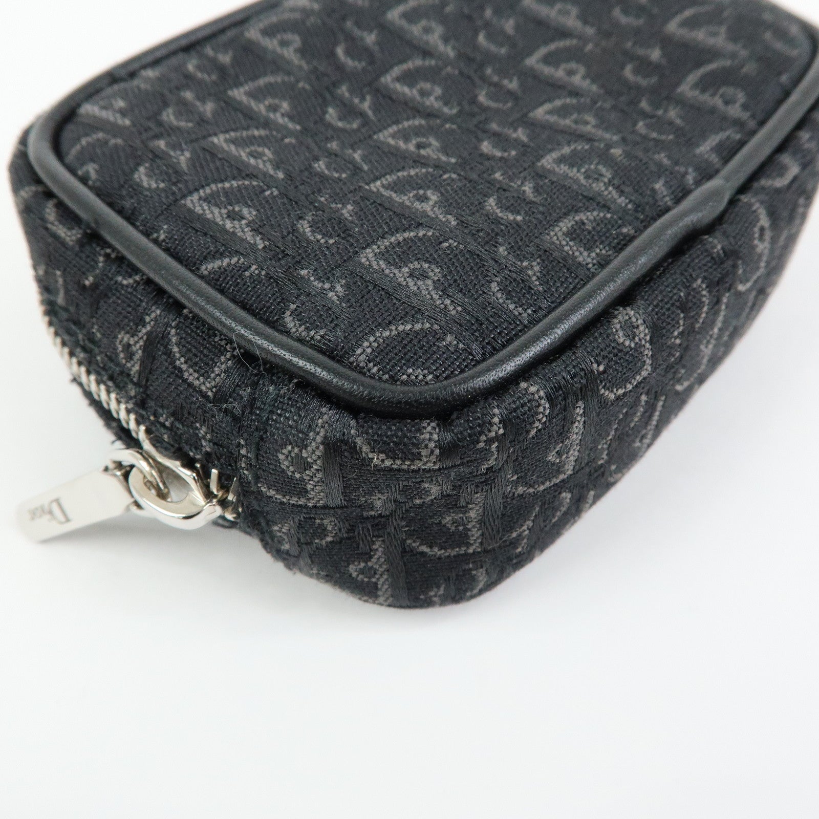Christian Dior Trotter Oblique Jacquard Leather Tiny Pouch Black