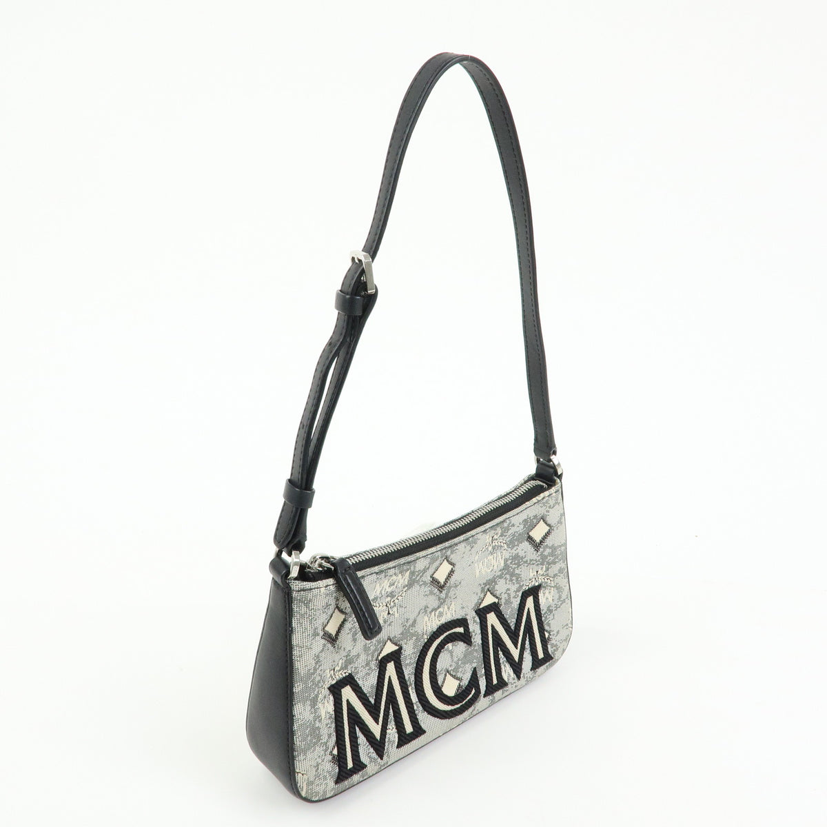 MCM Visetos Jacquard Canvas Leather 2Way Bag Shoulder Bag Grey Black