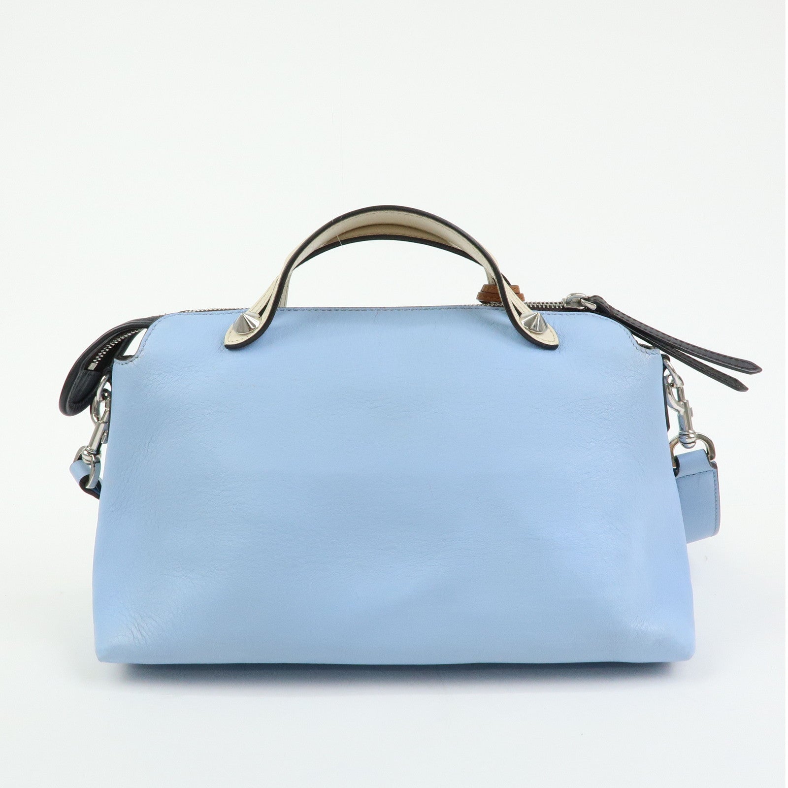 FENDI By The Way Medium Leather 2Way Bag Hand Light Blue 8BL146
