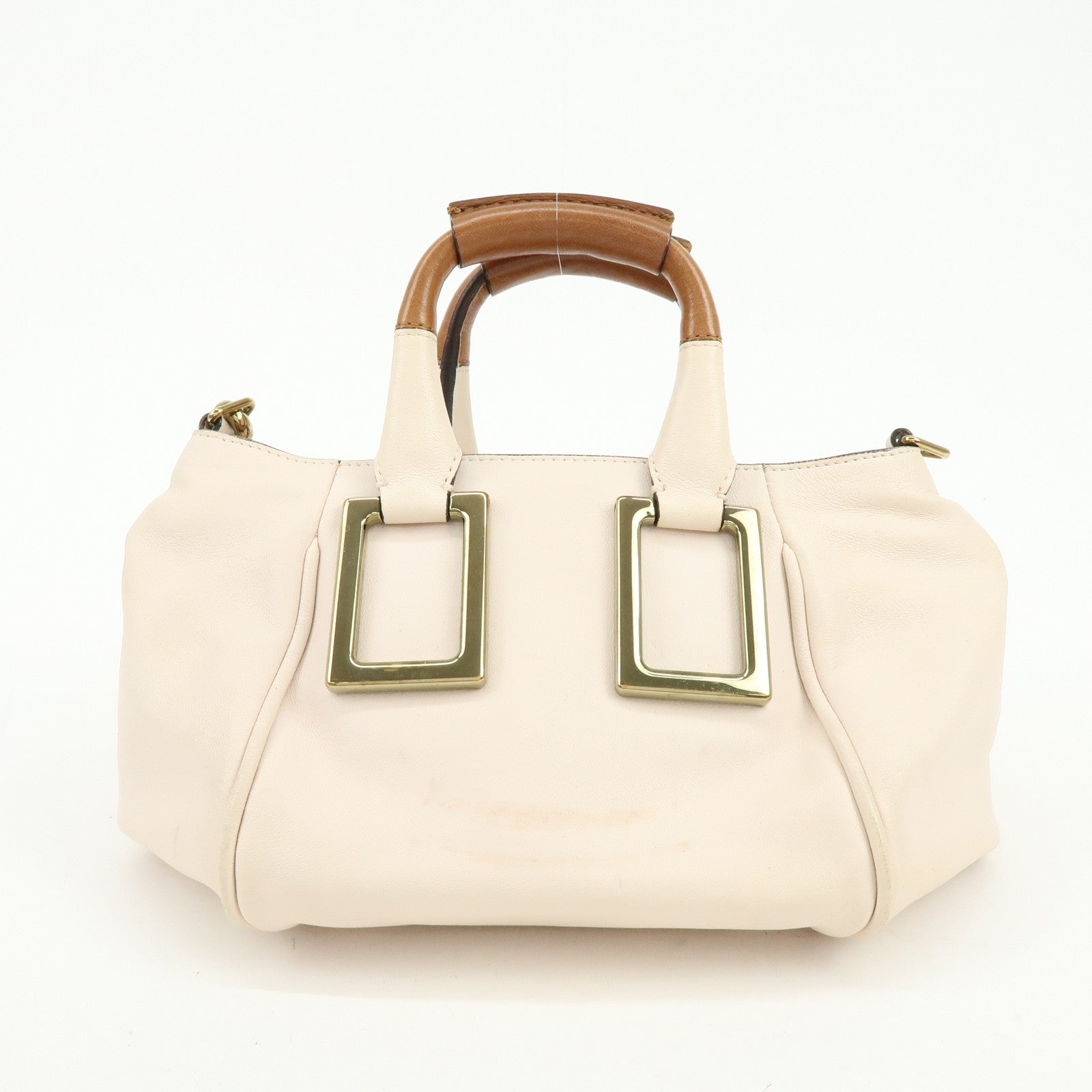 Chloe Ethel Leather 2Way Bag Shoulder Bag Hand Bag Light Beige