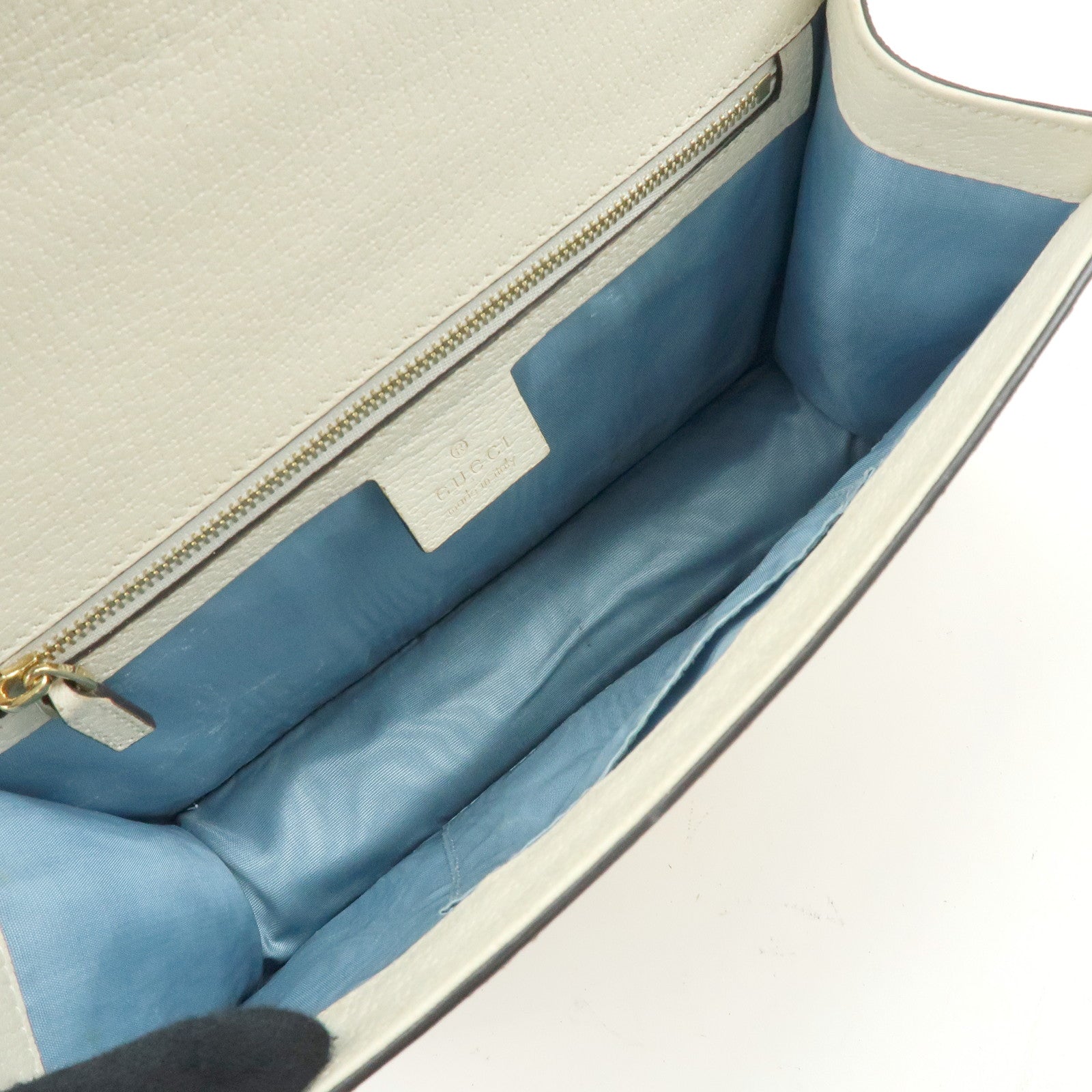 GUCCI Sylvie Sherry Calf Leather Shoulder Bag Ivory Bee & Star 524405