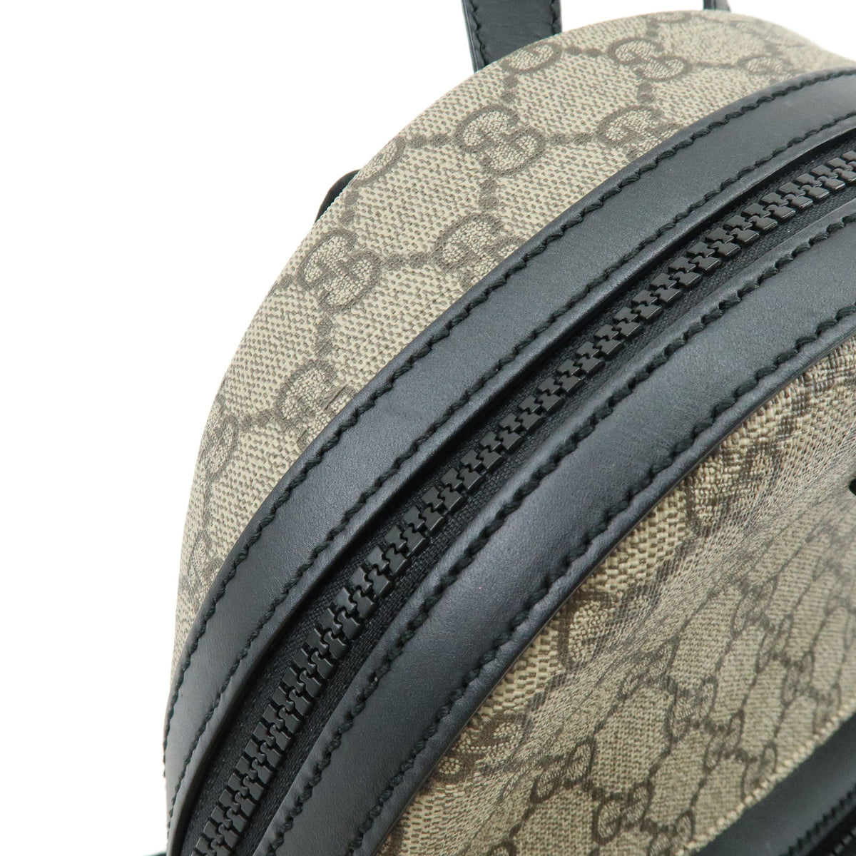 GUCCI GG Supreme Canvas Leather Backpack Rucksack Beige Black 429020