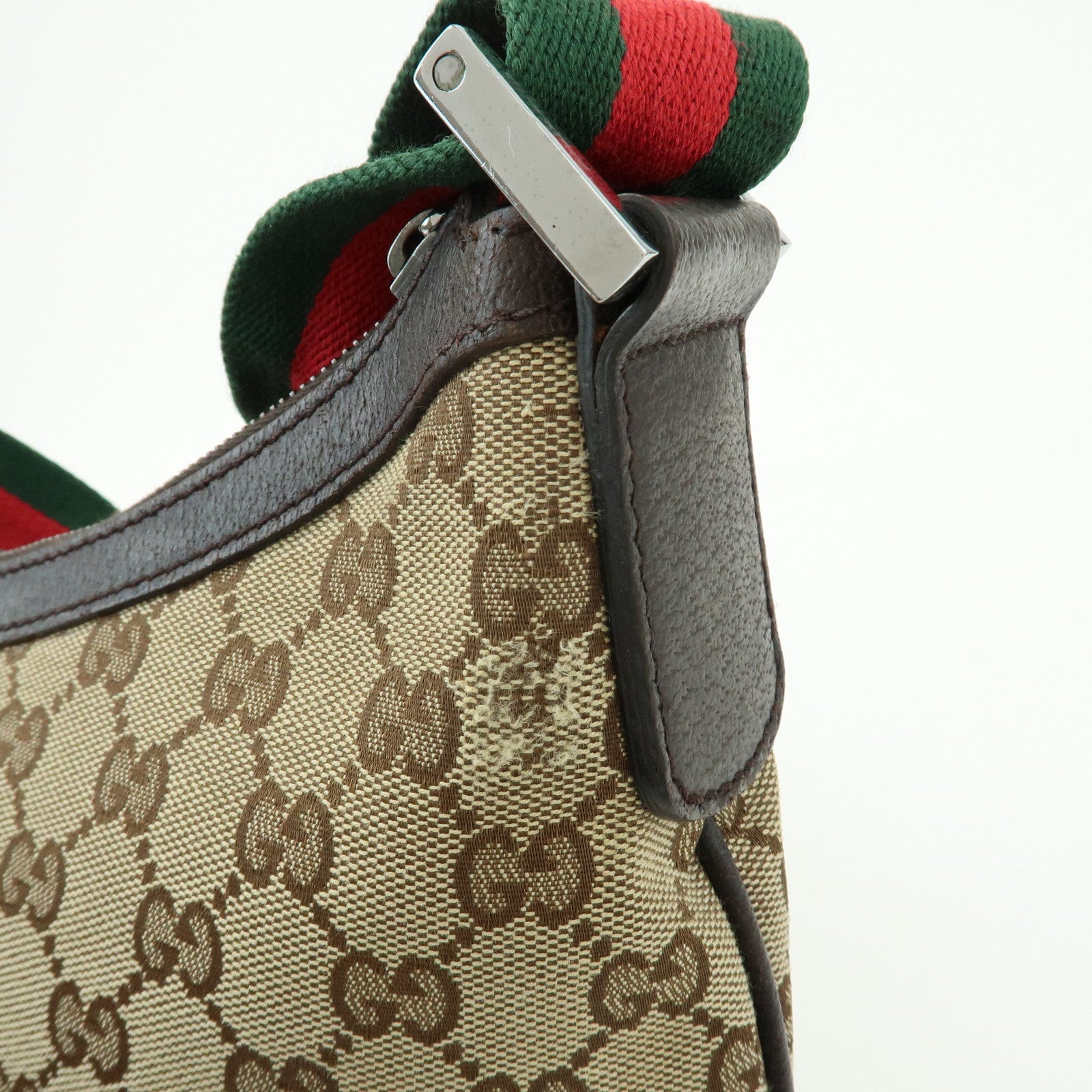 GUCCI Sherry GG Canvas Leather Shoulder Bag Beige Brown 181092