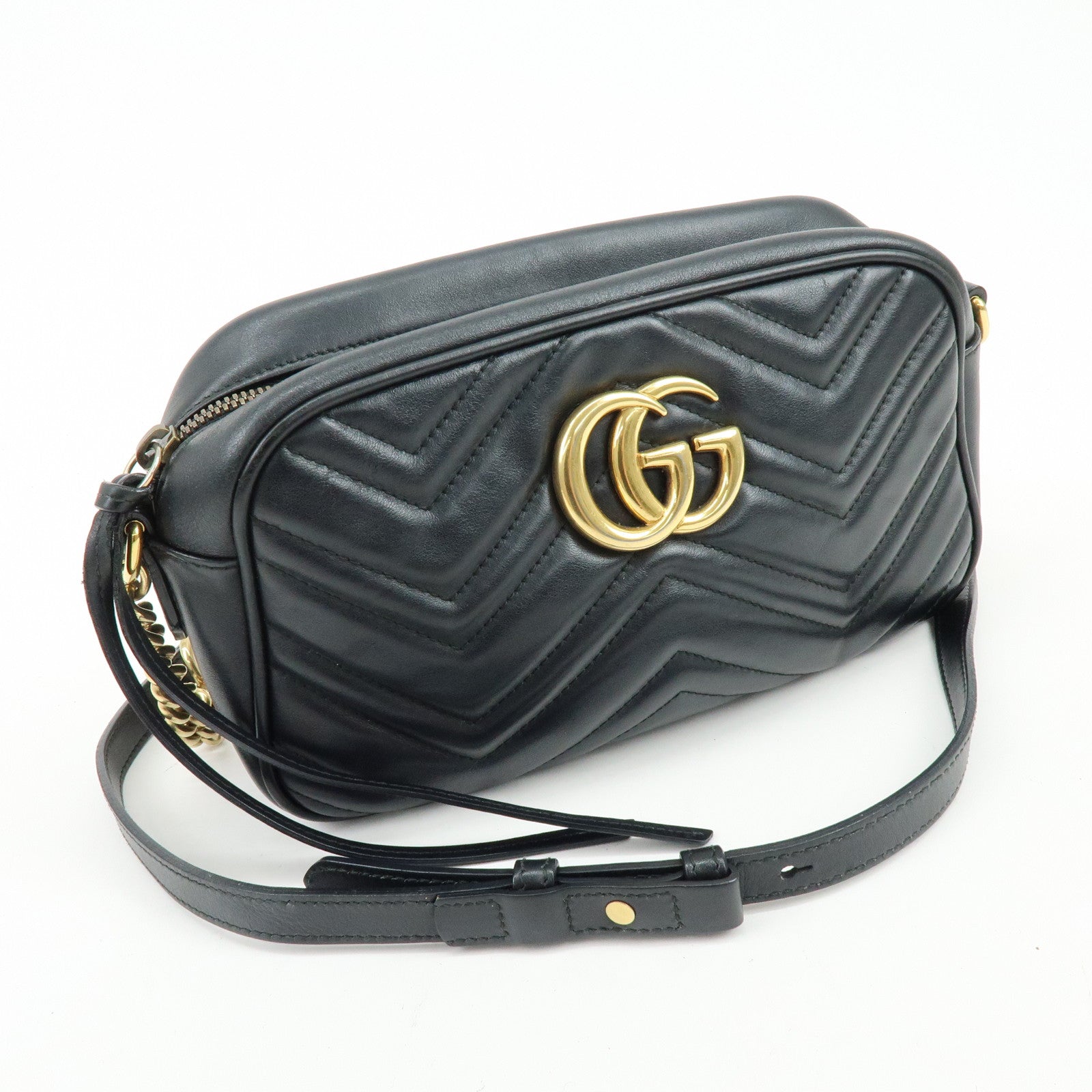 GUCCI GG Marmont Leather Shoulder Bag Crossbody Bag Black 447632