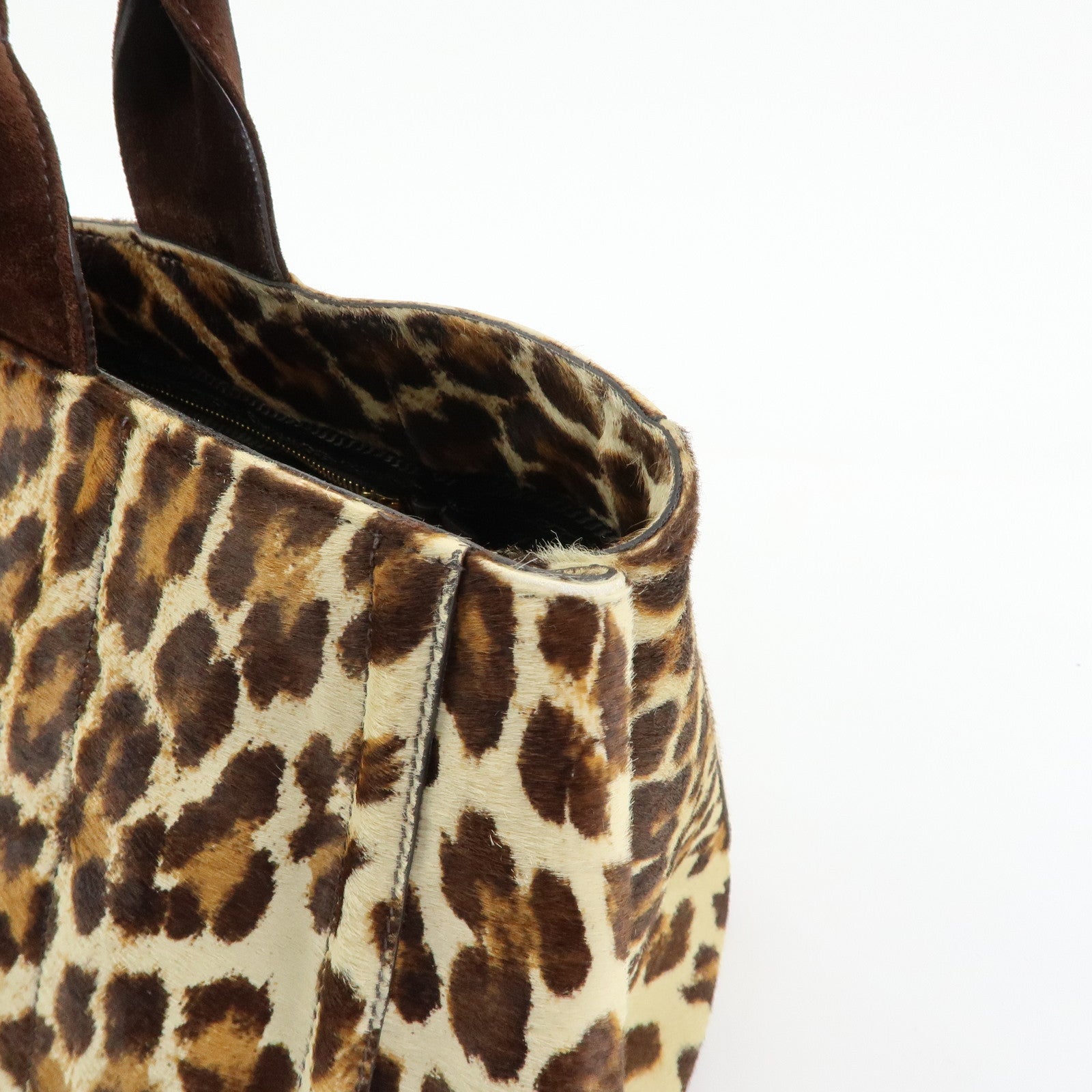 PRADA Triangle Logo Unborn Calf Canapa 2Way Tote Hand Bag BN1877