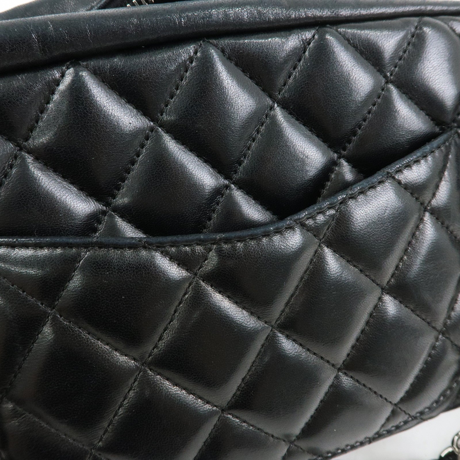 CHANEL COCO Mark Matelasse Lamb Skin Chain Shoulder Bag Hand Bag Black