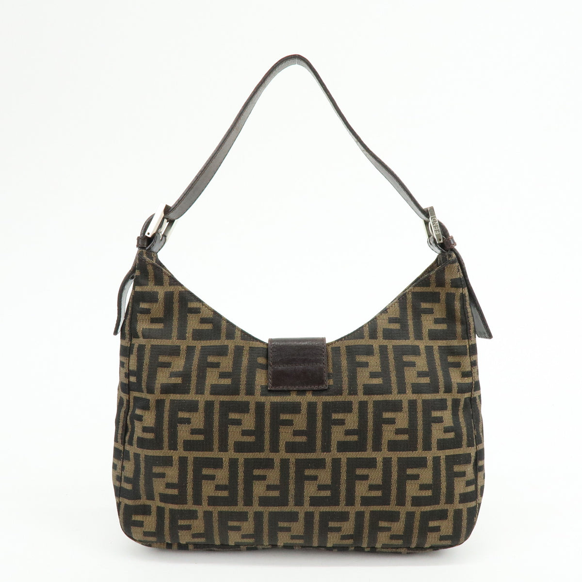 FENDI Zucca Canvas Leather Hand Bag Shoulder Bag Brown 26569