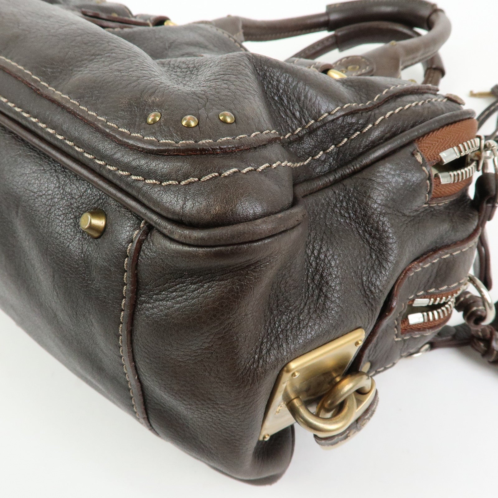 Chloe Paddington Leather Mini Hand Bag Shoulder Bag Brown