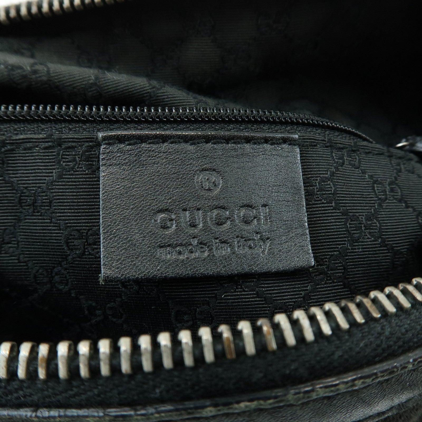 GUCCI Canvas Leather Boston Bag Hand Bag Black Dark Grey 30458