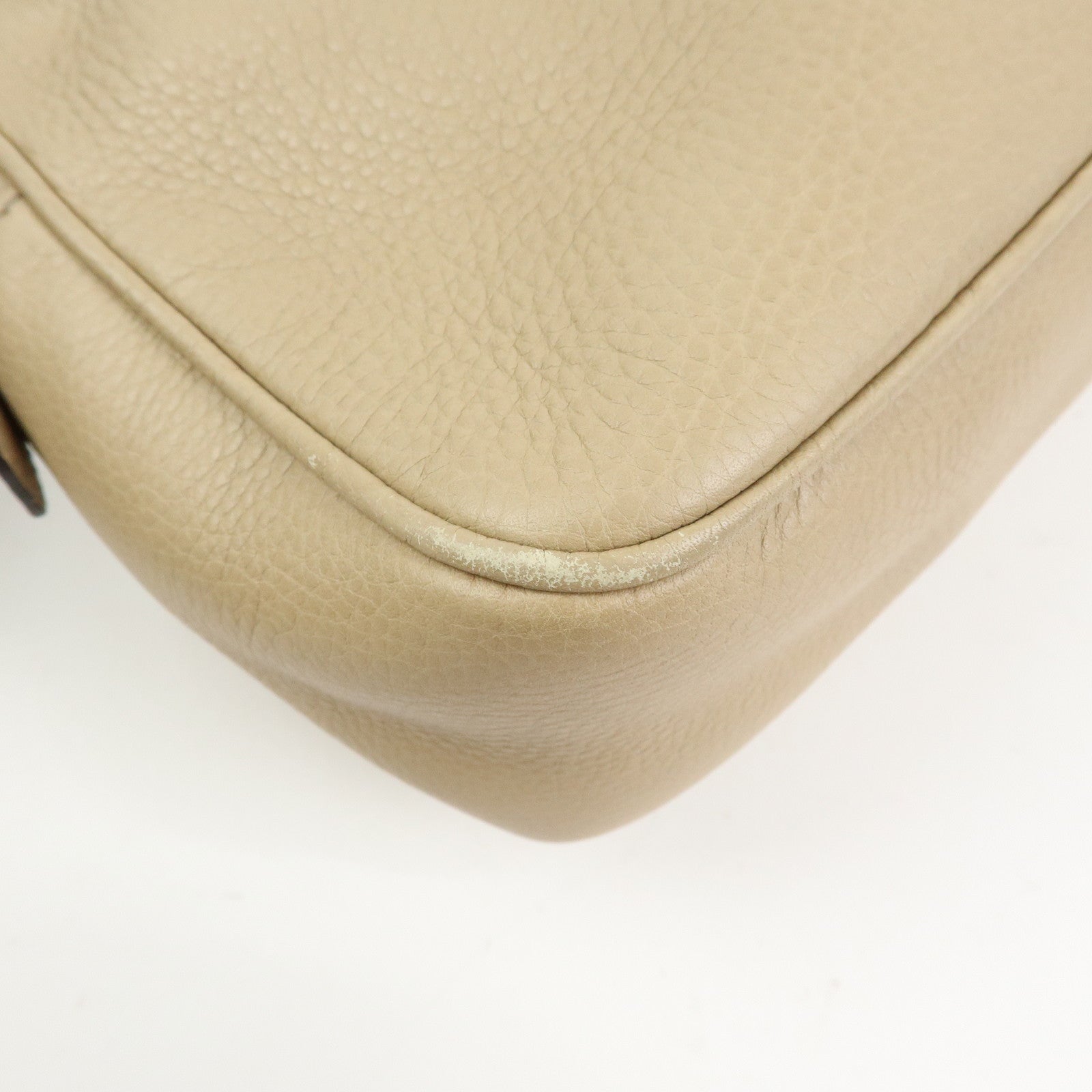 GUCCI SOHO Interlocking G Leather Shoulder Bag Beige 308983