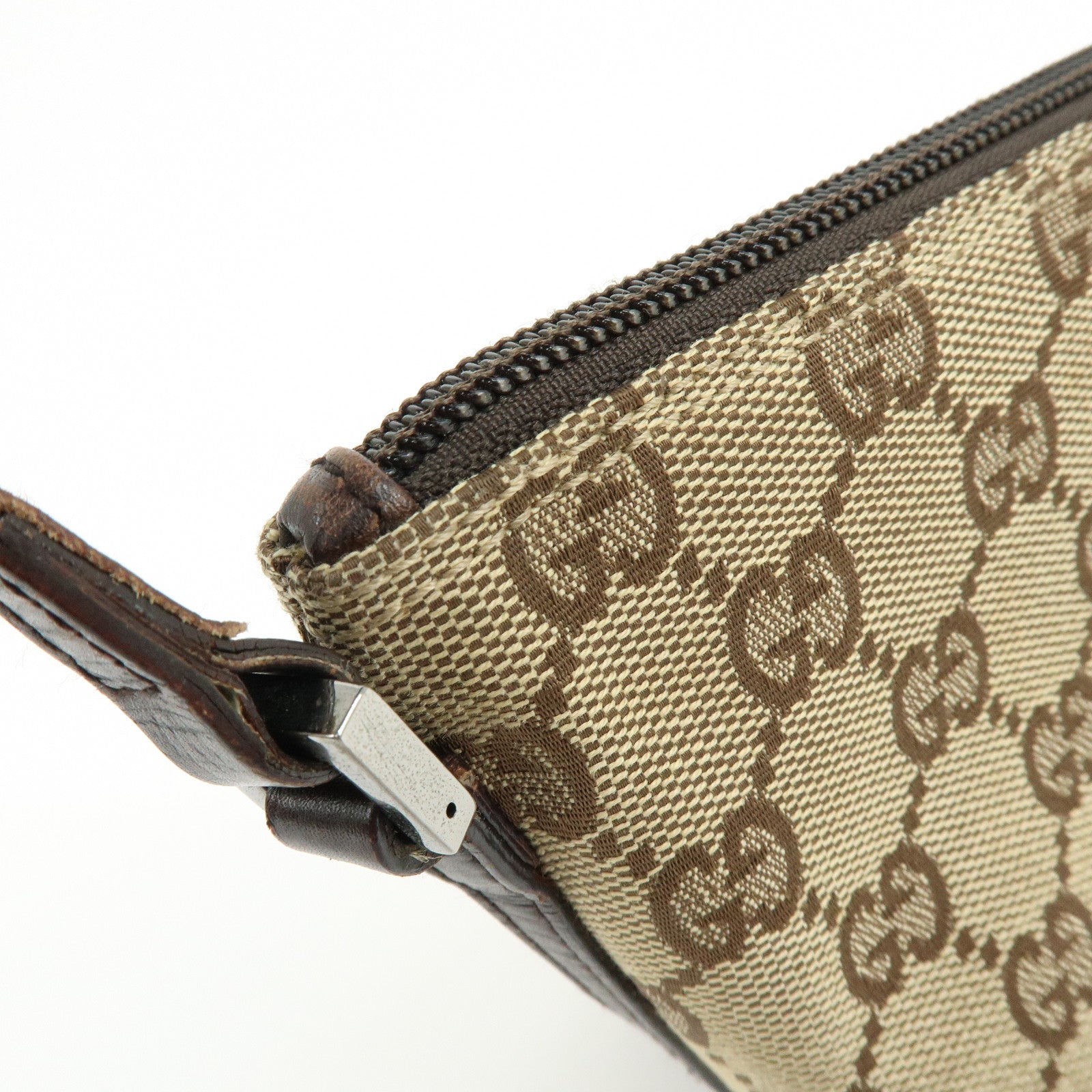 GUCCI Boat Bag GG Canvas Leather Hand Bag Accessory Pouch 07198
